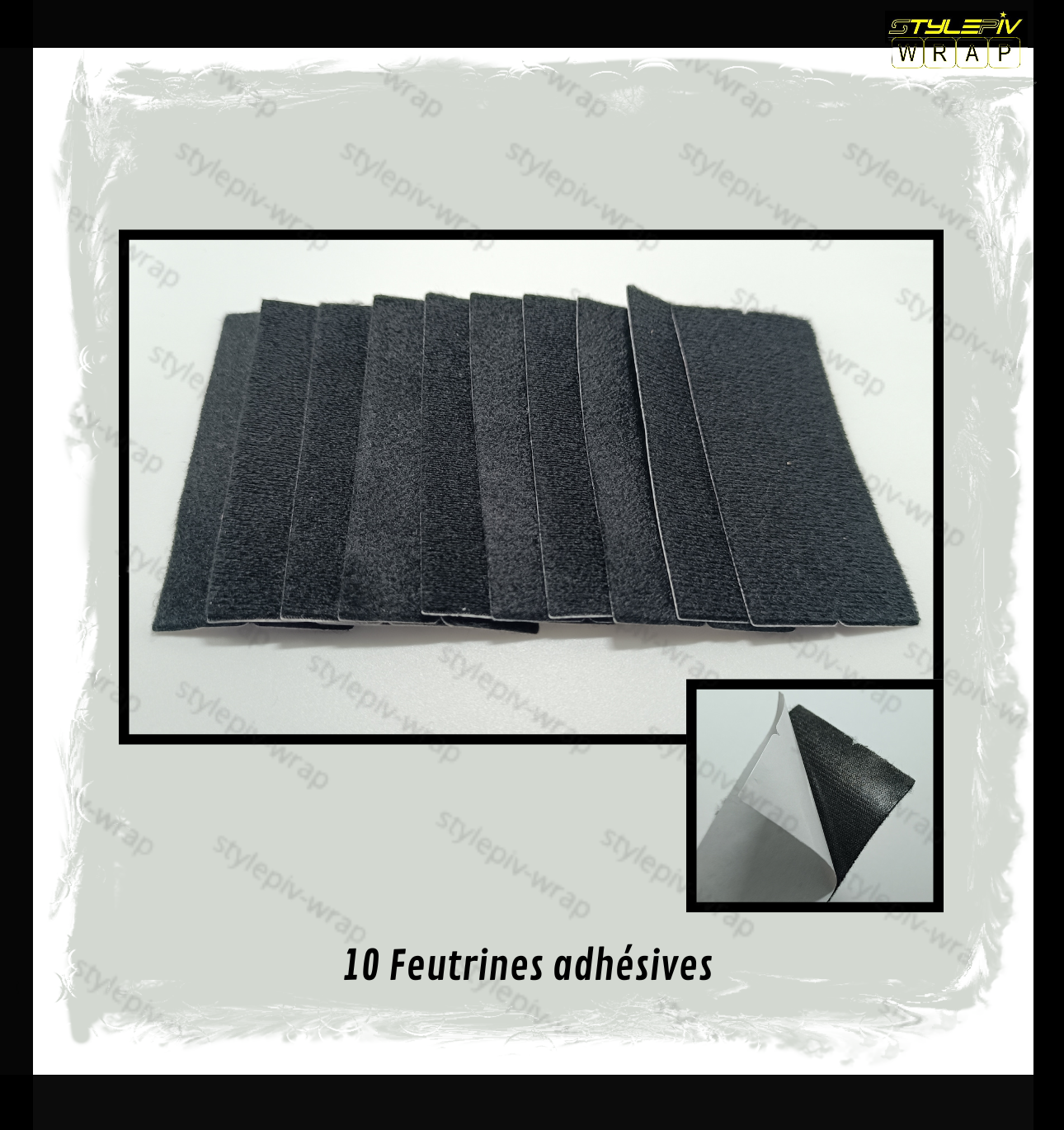 Lot de 10 feutrines adhésives pour raclette covering – protection pose film vinyle