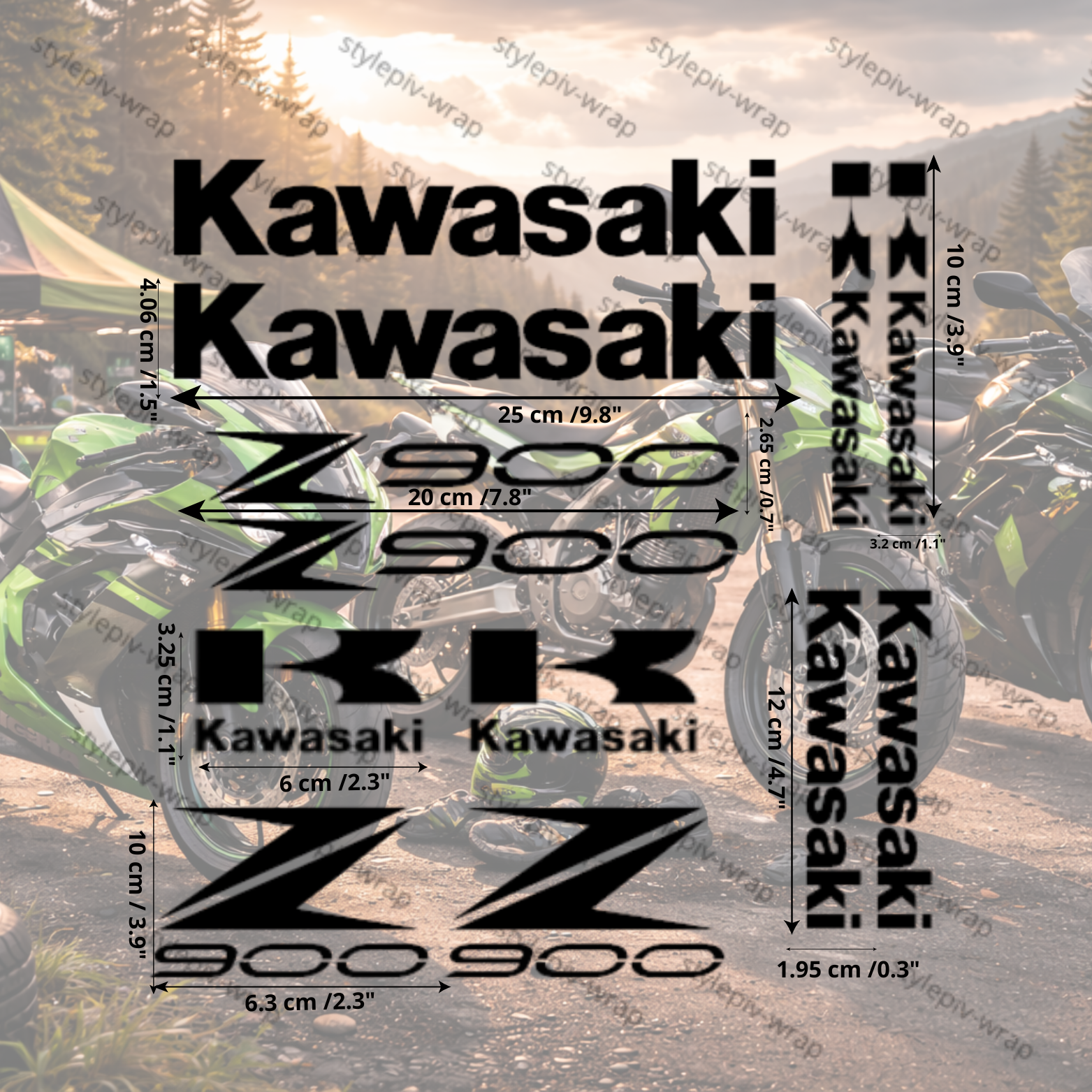 Pack 12 Stickers Z900 Kawasaki – Kit Déco Moto Vinyle Pro Résistant UV & Lavages