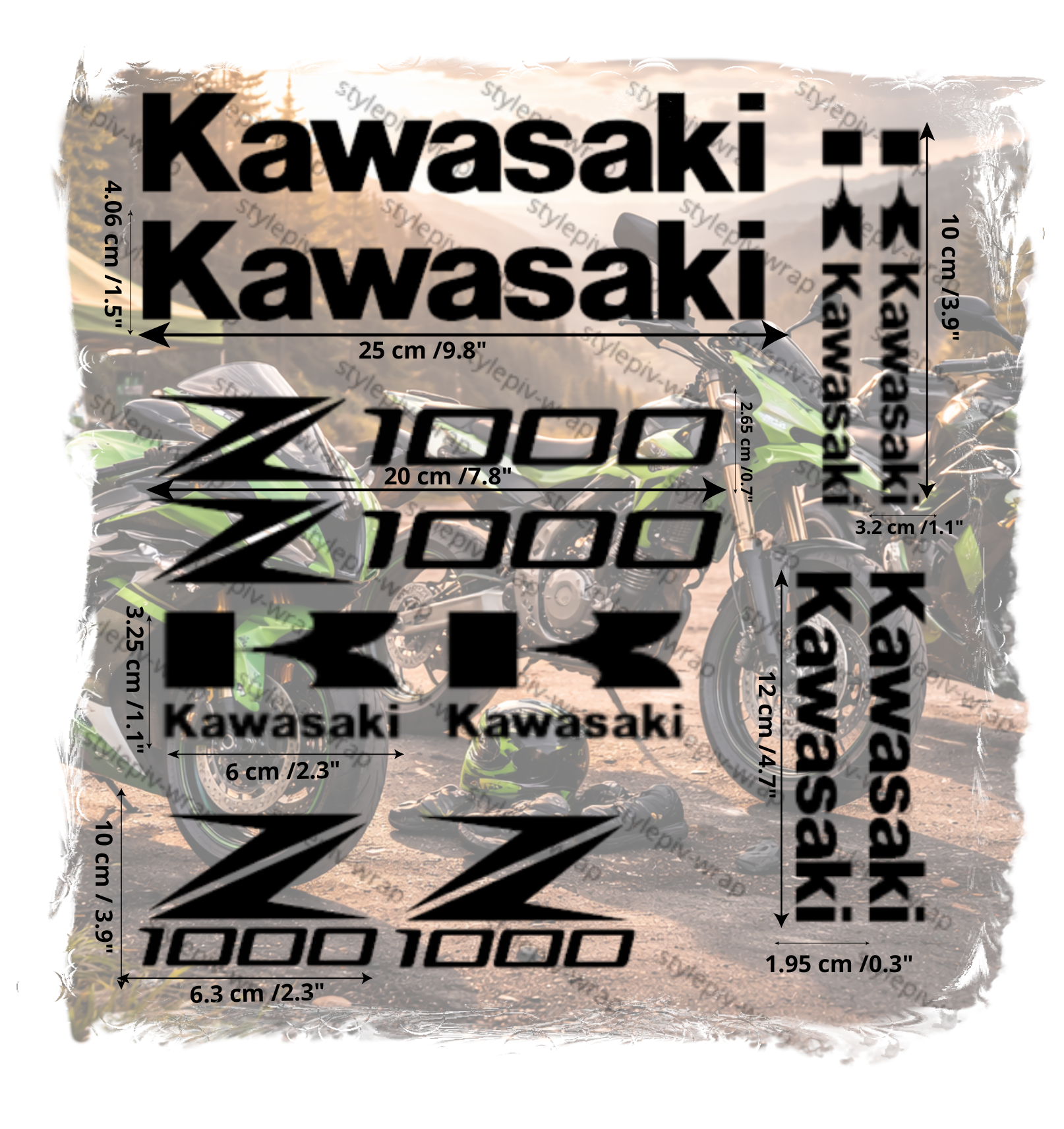 Kit Autocollants Z1000 – Pack 12 Stickers Vinyle Premium pour Moto (Carénage & Réservoir)