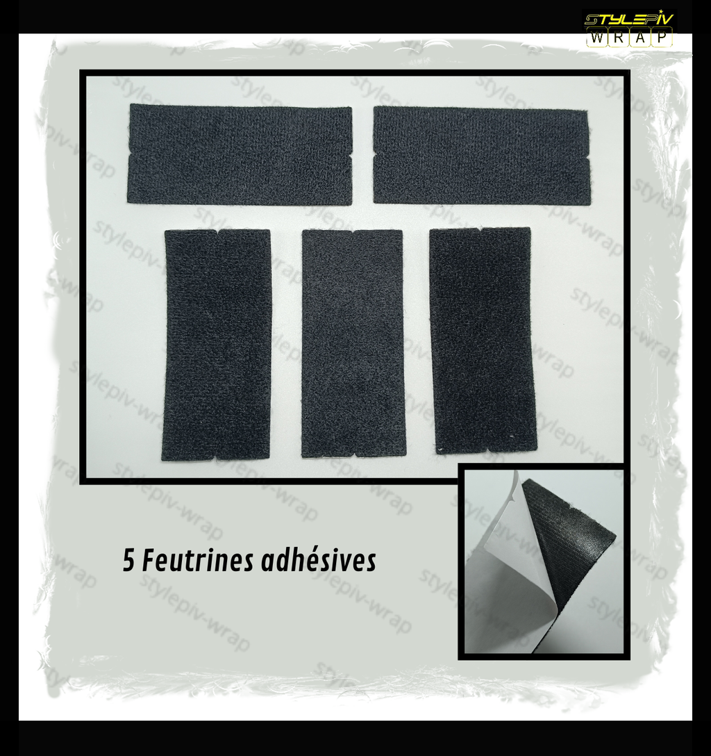Lot de 5 feutrines adhésives pour raclette covering – protection pose film vinyle