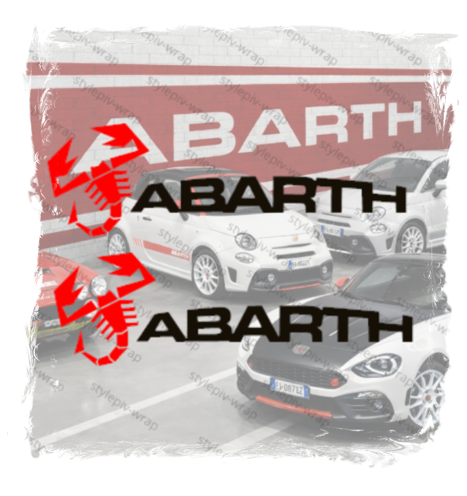 2 Stickers Abarth Scorpion – Vinyle Haute Qualité (Logo + Écriture) Pose Facile