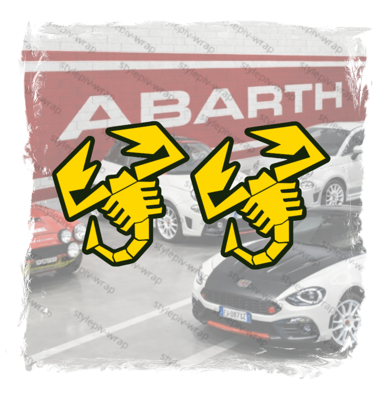2 Stickers Scorpion Abarth – Fond Noir + Couleur Personnalisée – Vinyle Pro