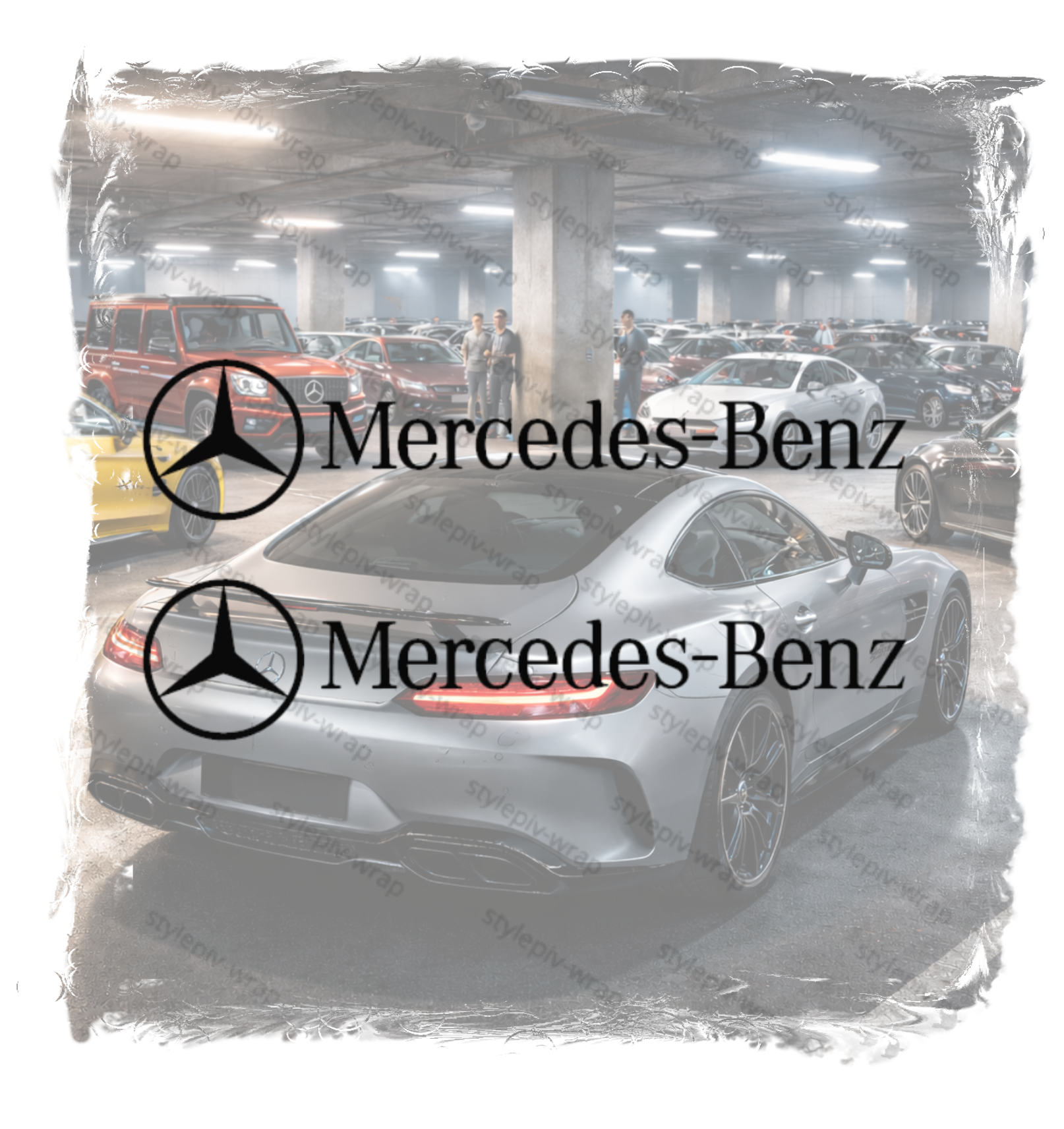 Lot x2 Stickers Mercedes – Logo + Texte “Mercedes” – Vinyle Pro Résistant UV & Lavages