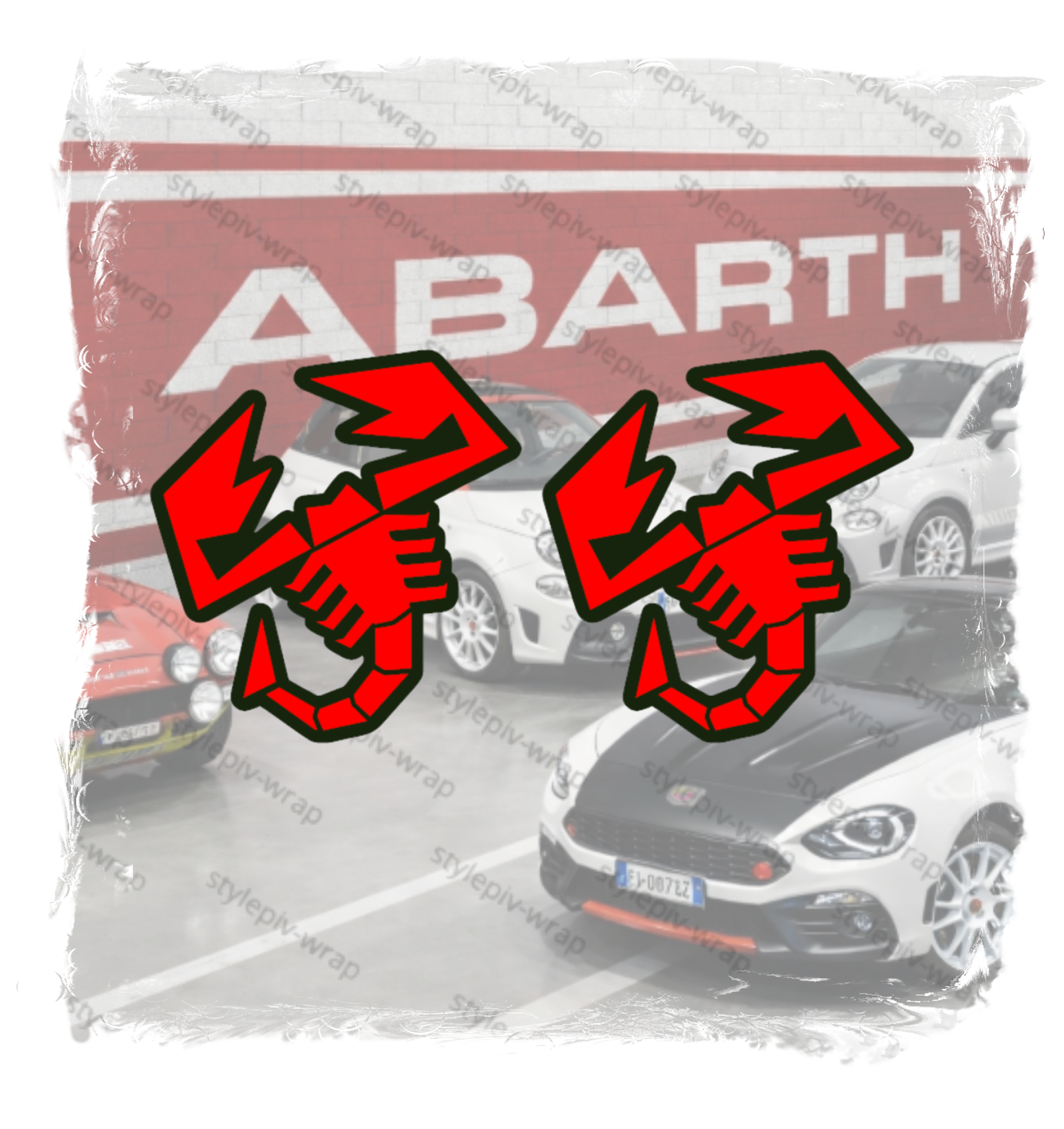 2 Stickers Scorpion Abarth – Fond Noir + Couleur Personnalisée – Vinyle Pro