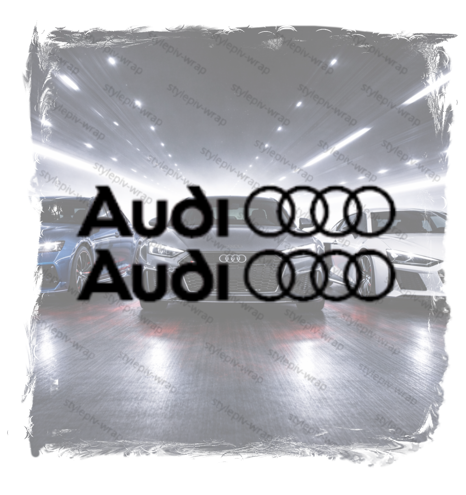 Stickers Logo Audi + Texte – Lot de 2 Découpes Sans Fond (Voiture, Vitres, Carrosserie, Intérieur)
