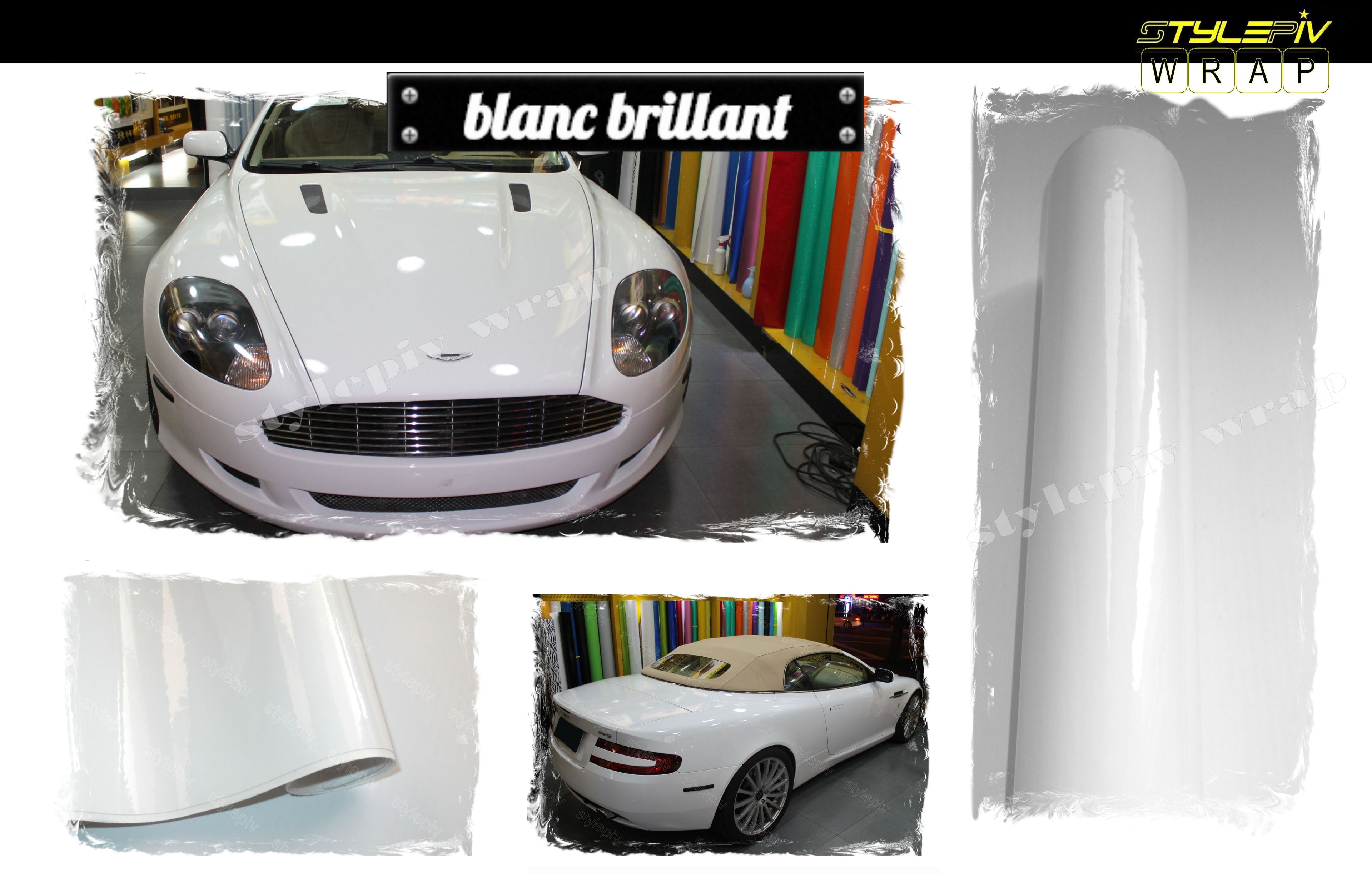 vinyle adhésif covering blanc brillant pour voiture,moto
