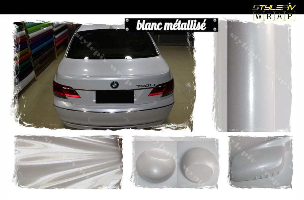 vinyl adhésif covering blanc brillant métallisé pearl pour voiture moto
