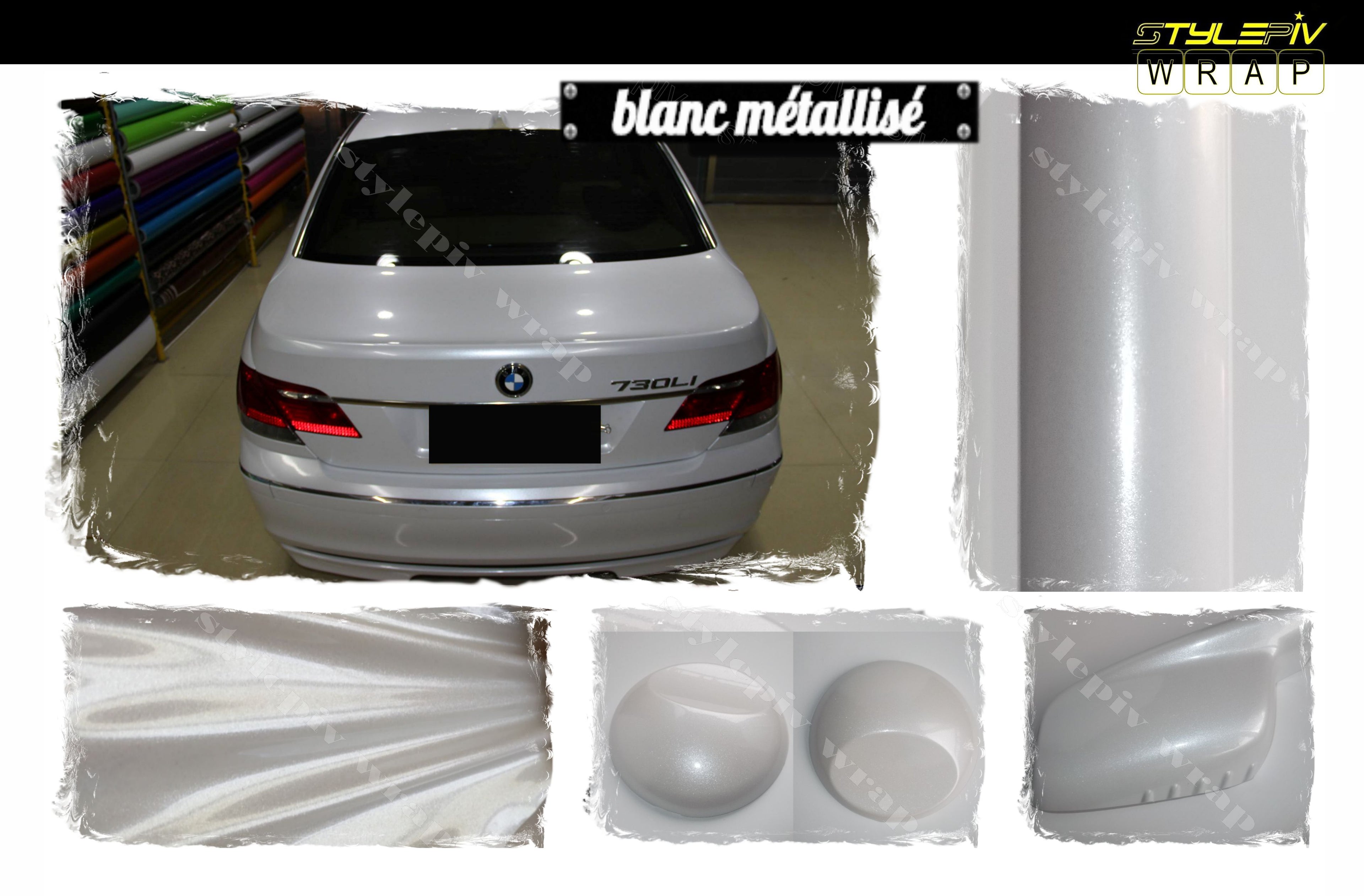 vinyl adhésif covering blanc brillant métallisé pearl pour voiture moto