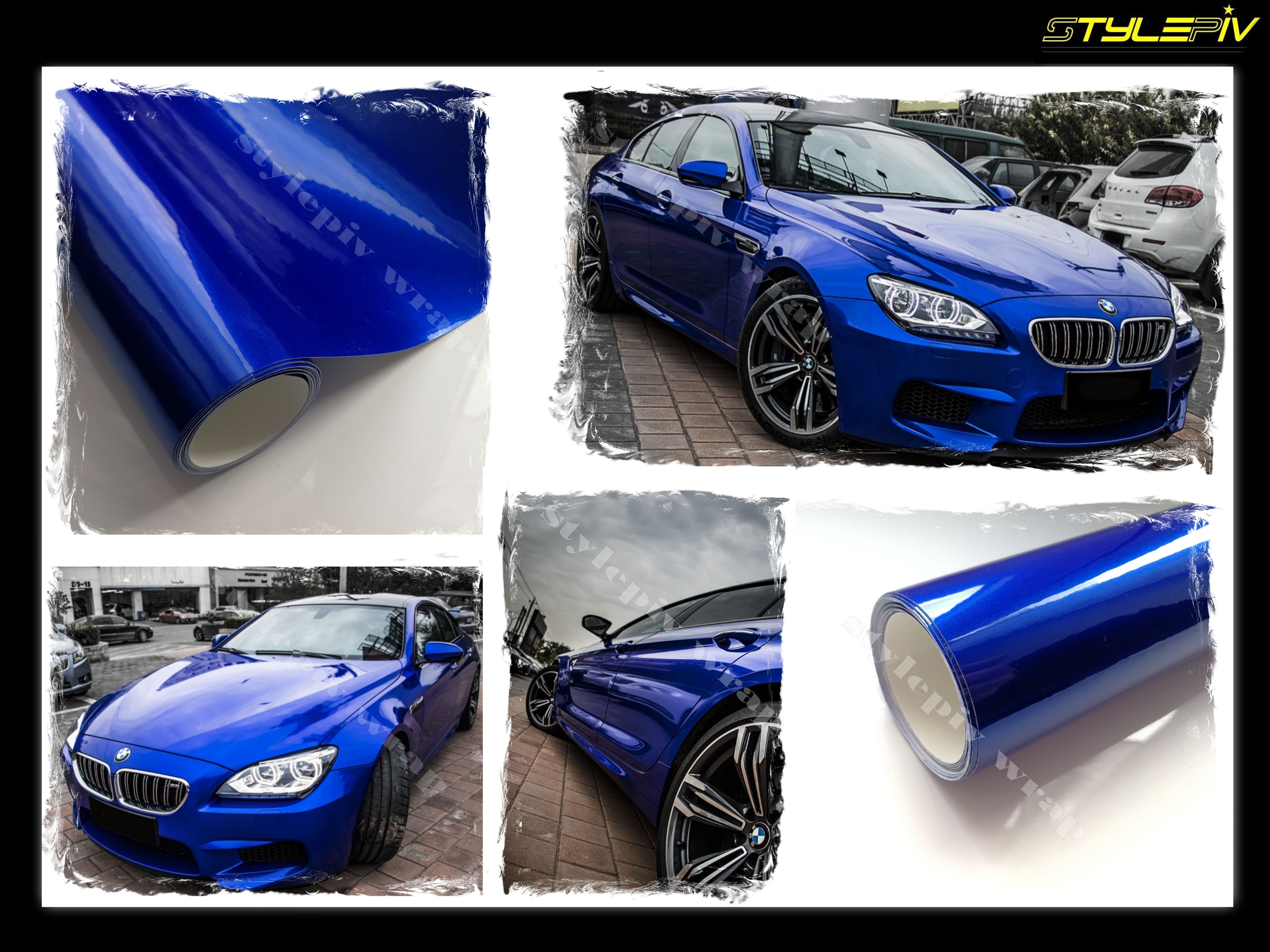 vinyl adhésif covering bleu brillant métallisé pour voiture moto