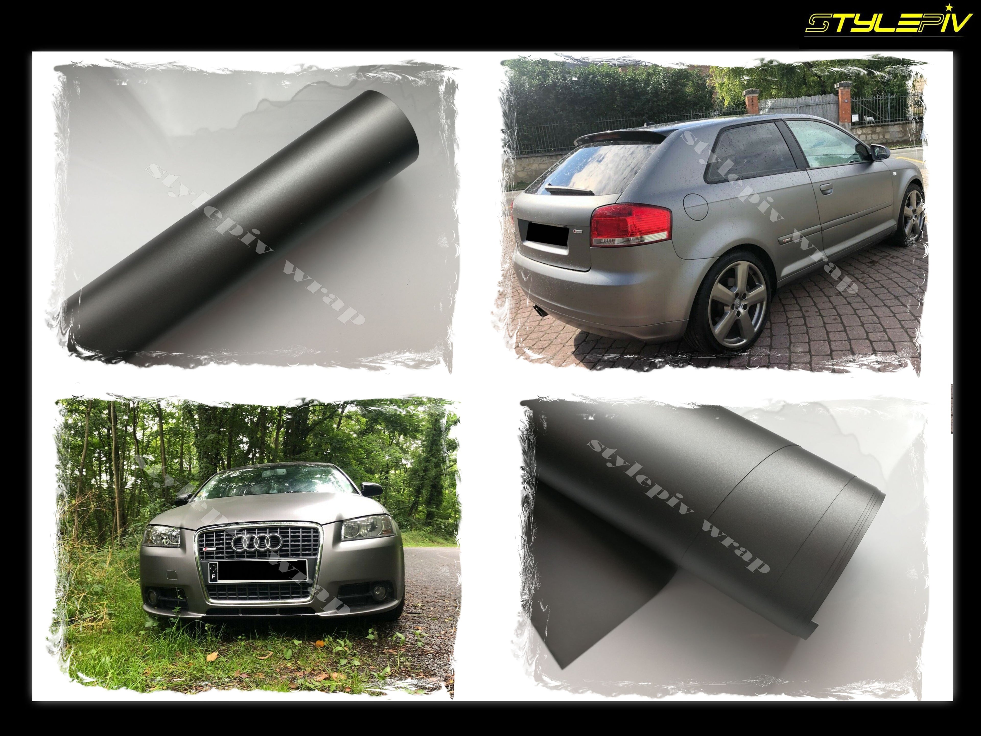 vinyle adhésif gris mat covering pour voiture,moto
