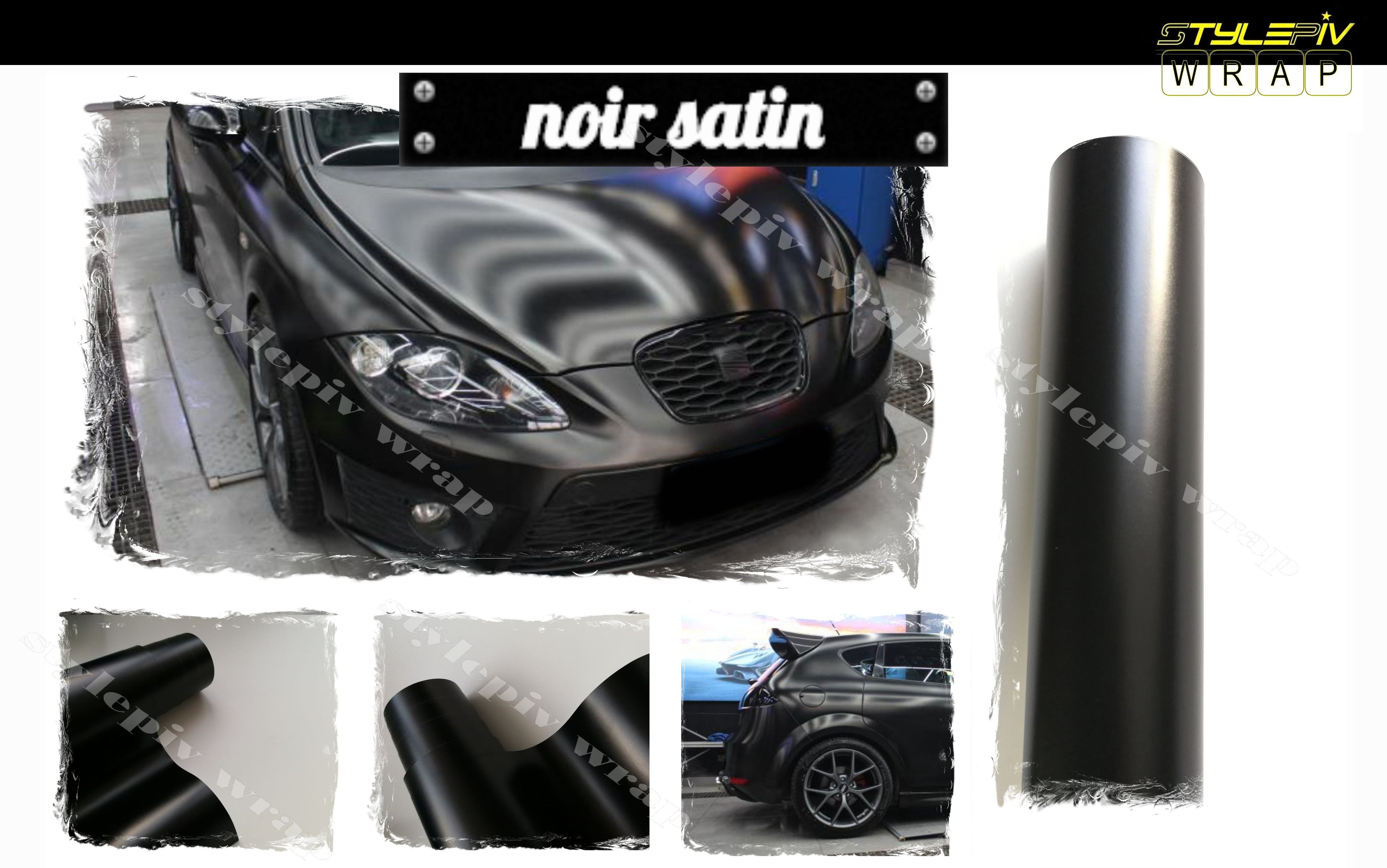 vinyle adhésif satin noir pour voiture moto