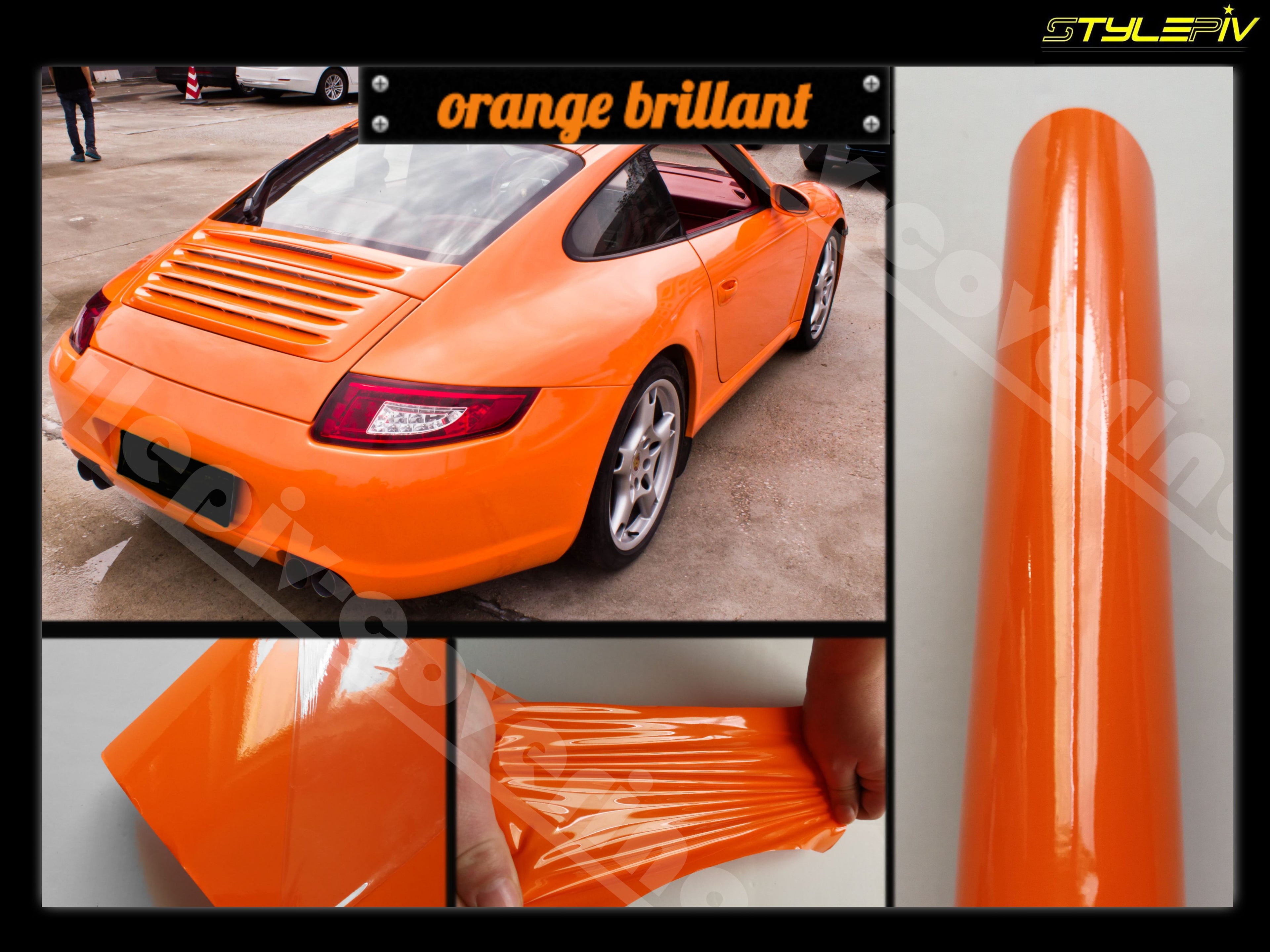 vinyle adhésif thermoformable orange brillant pour voiture,moto