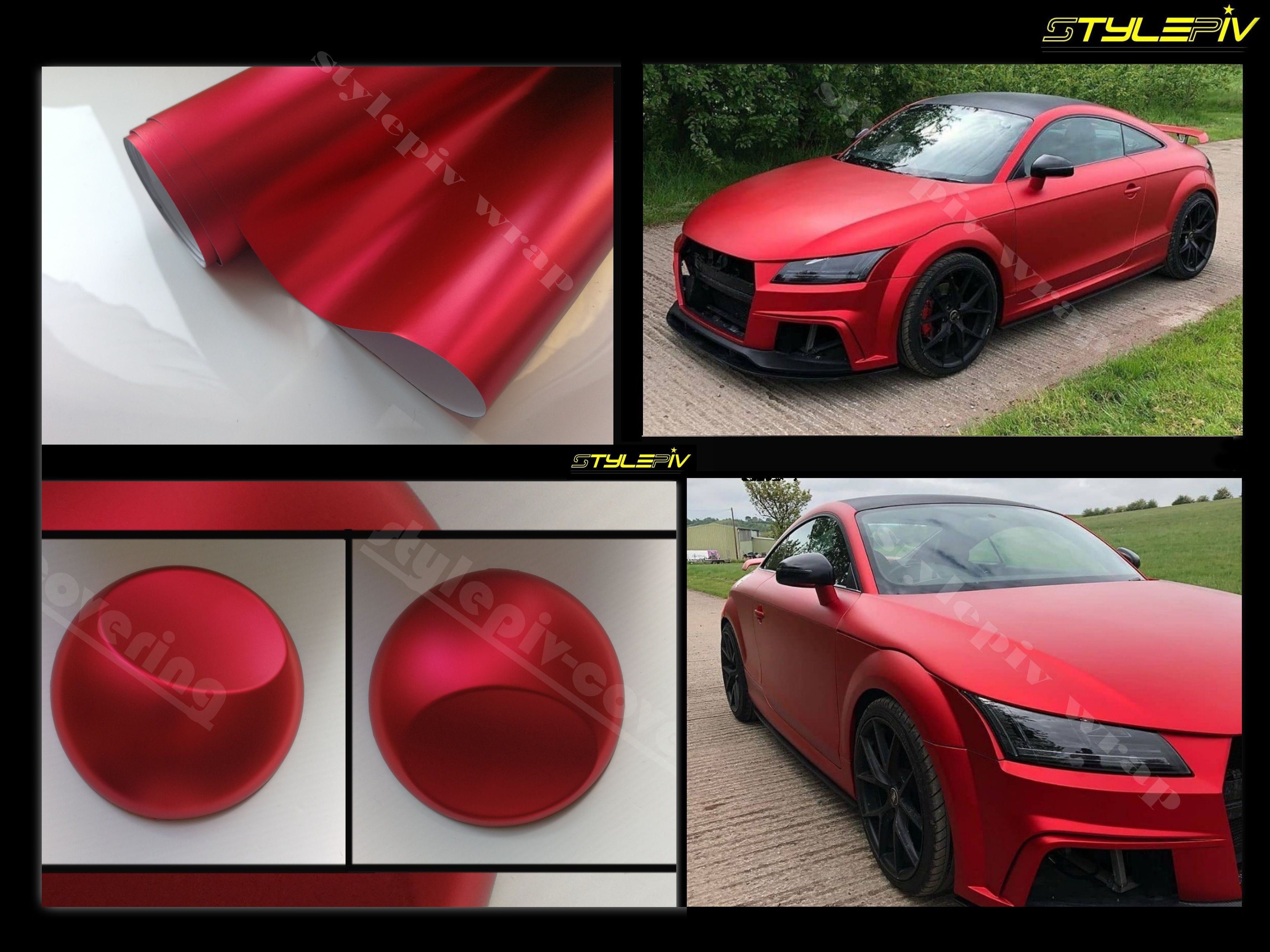 vinyle adhésif rouge finition mat chrome