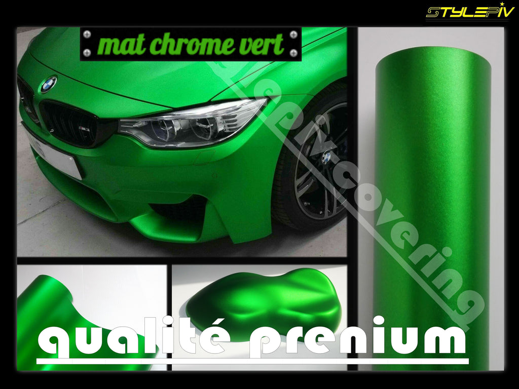 covering vinyle adhésif vert finition mat chrome pour voiture moto