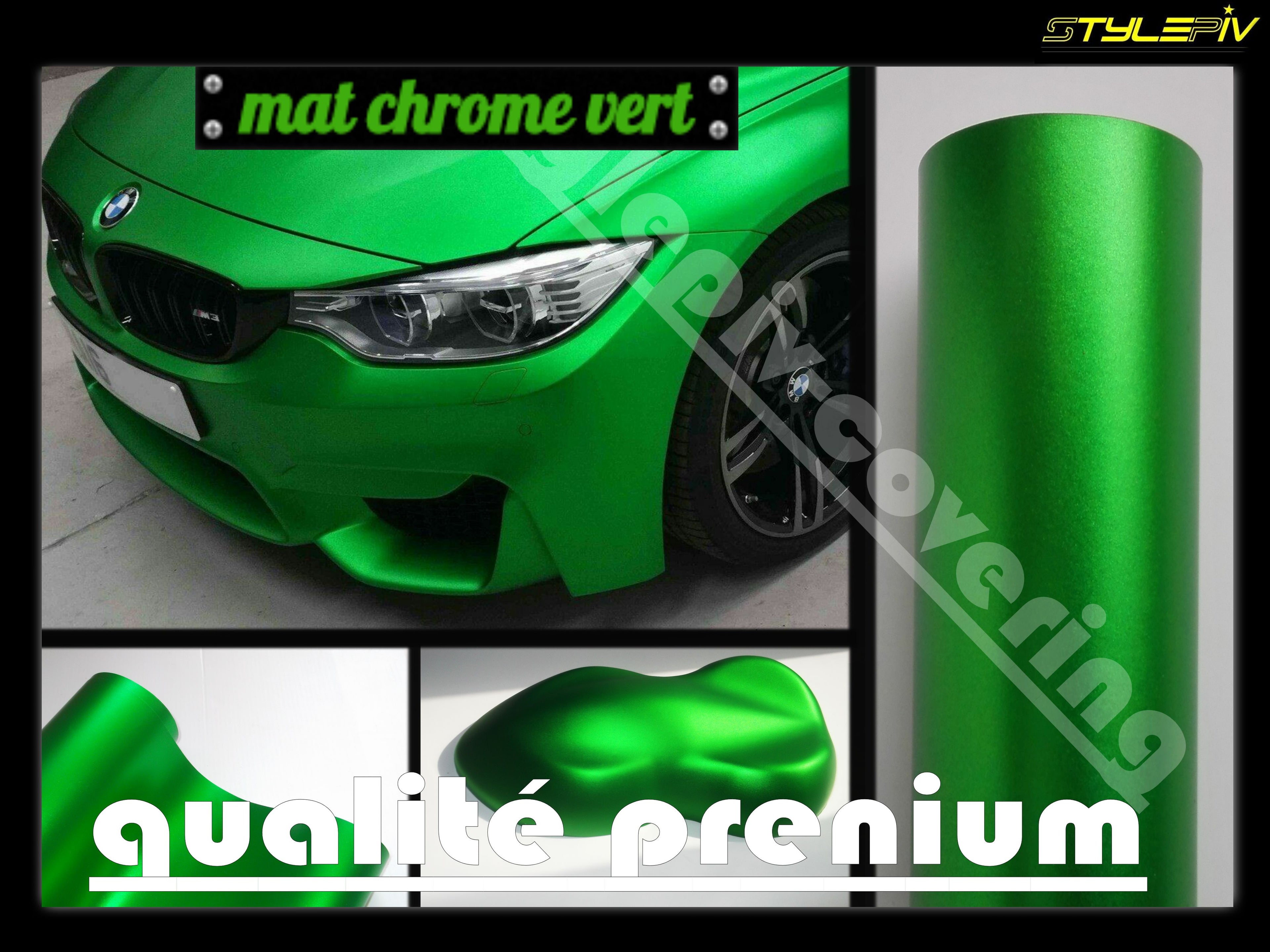 covering vinyle adhésif vert finition mat chrome pour voiture moto