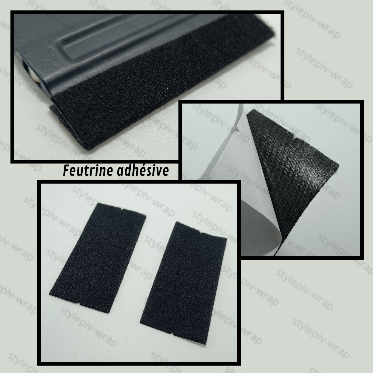 Lot de 10 feutrines adhésives pour raclette covering – protection pose film vinyle