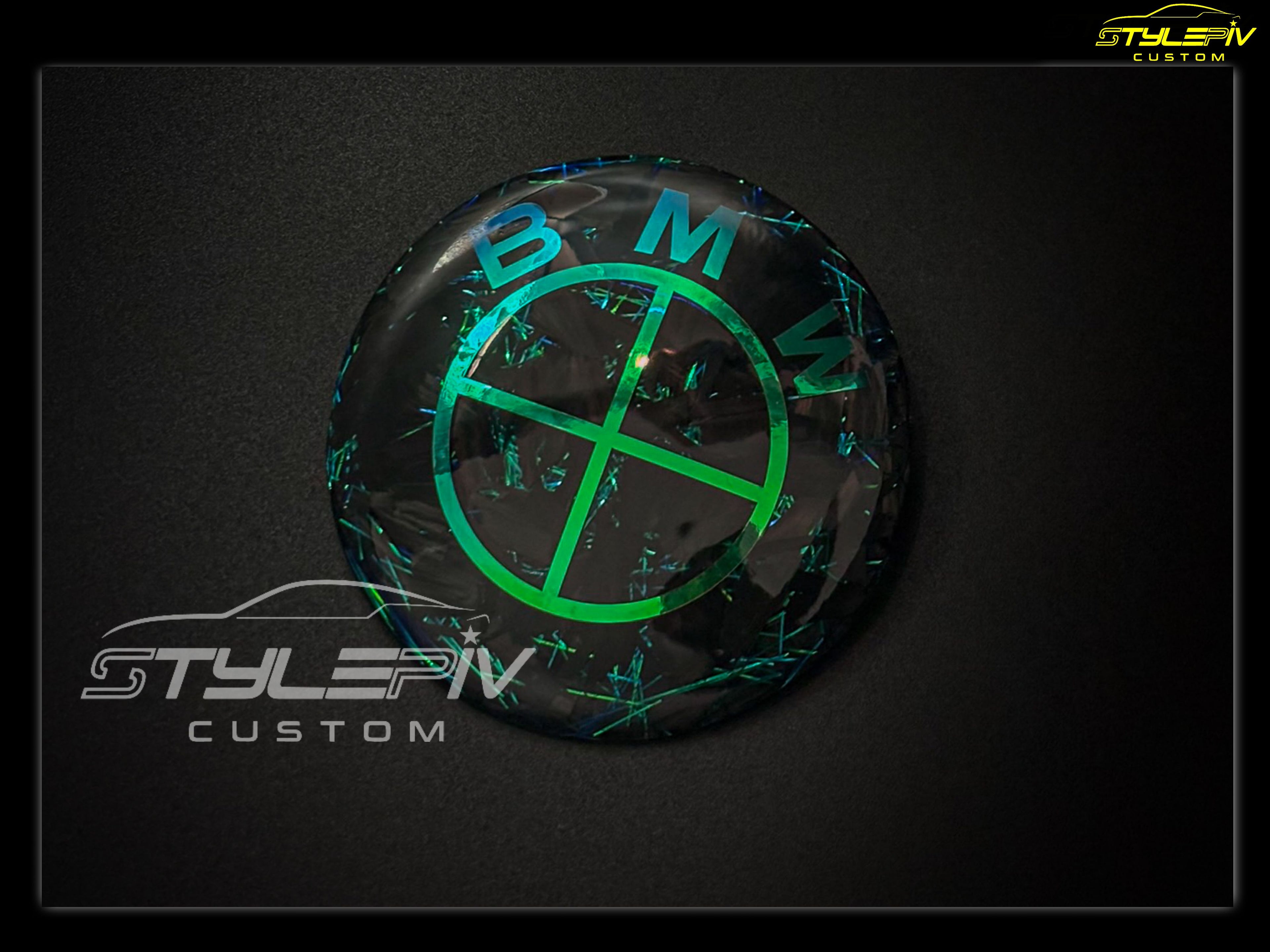 logo personnalisé carbone forgé spectrum caméléon bleu/vert