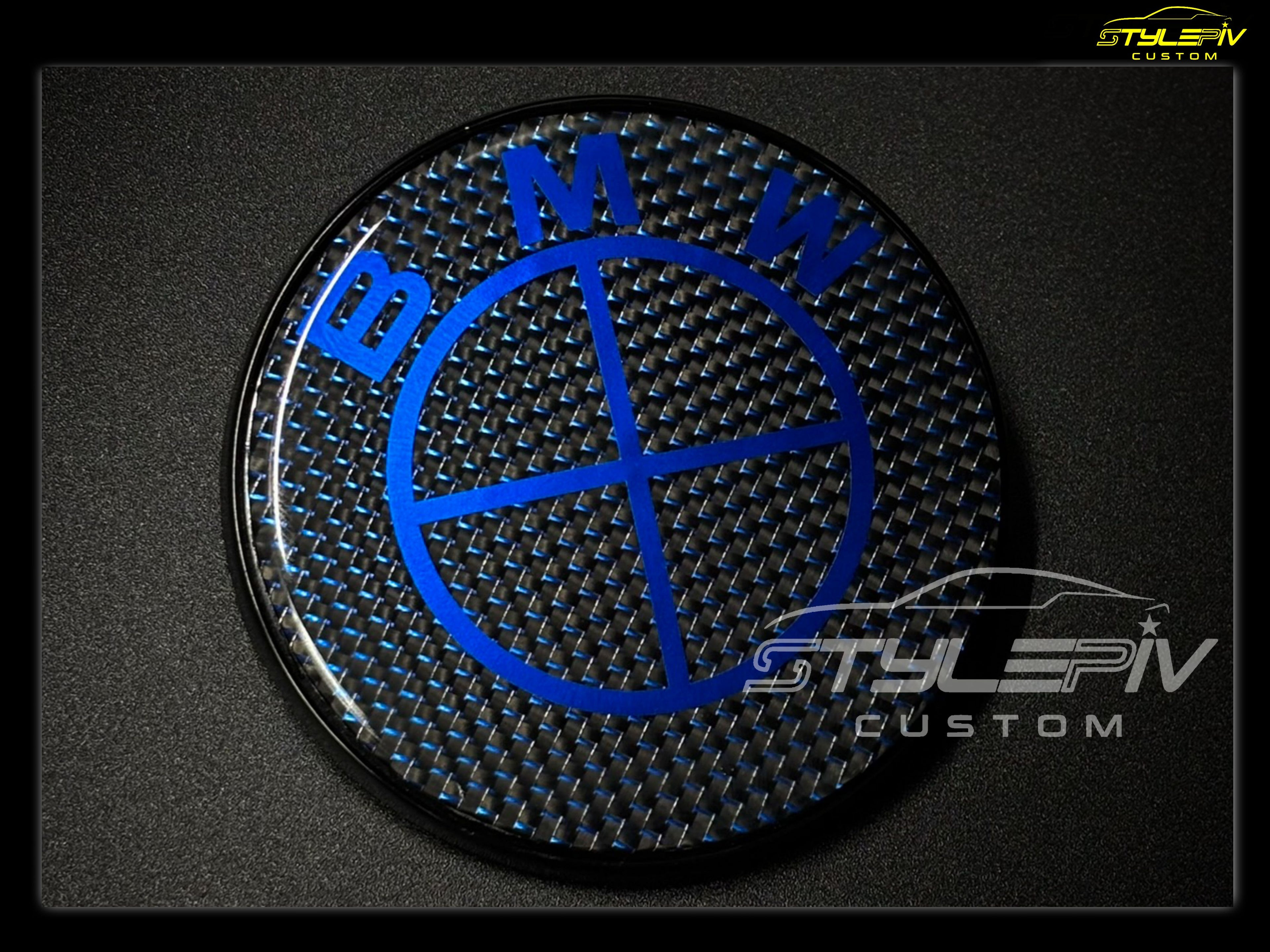 logo personnalisé bleu carbone tissage coloré