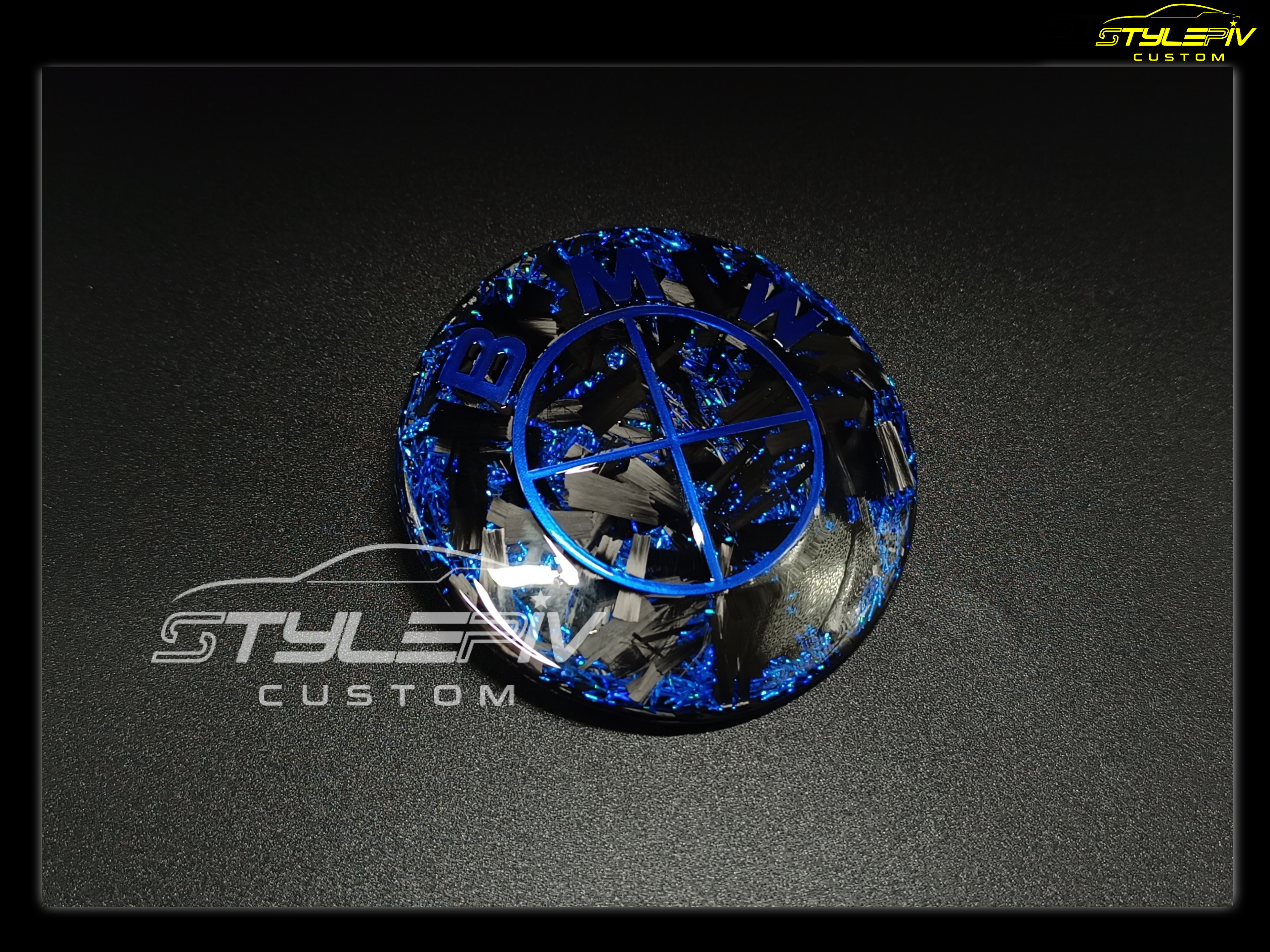 logo personnalisé carbone forgé spectrum bleu métal