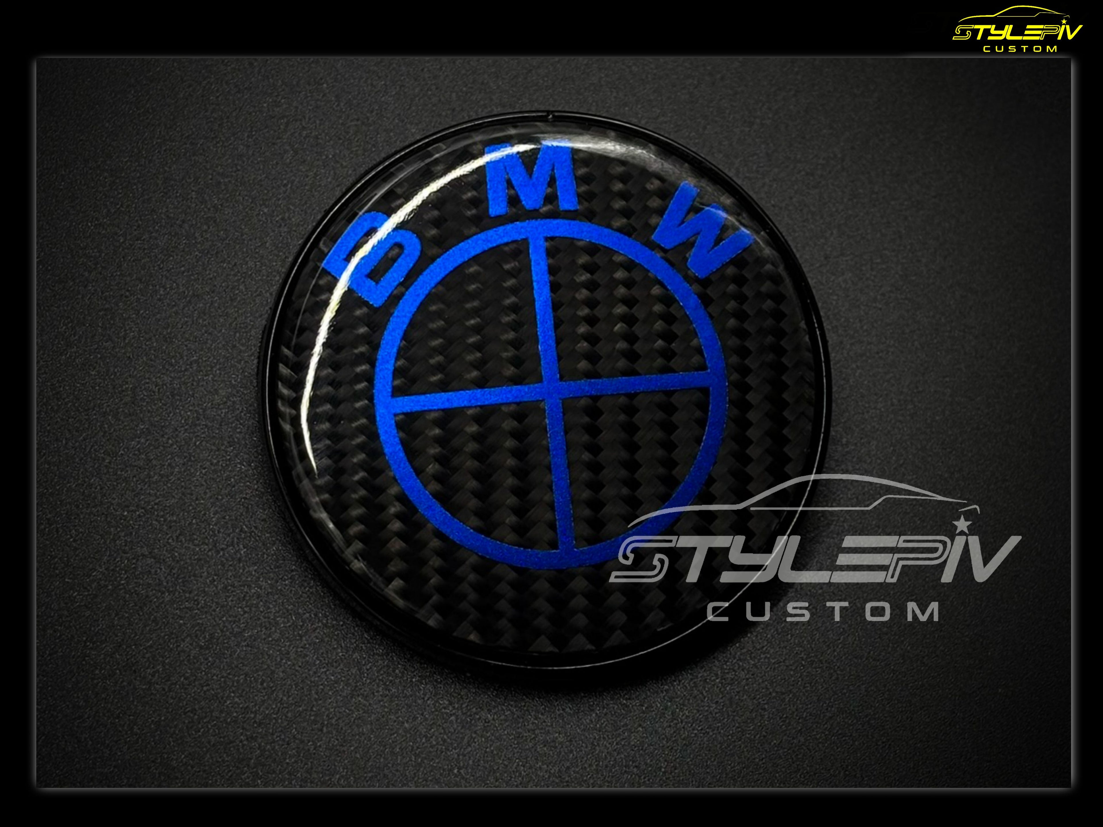 logo personnalisé bleu métallisé métallisé carbone