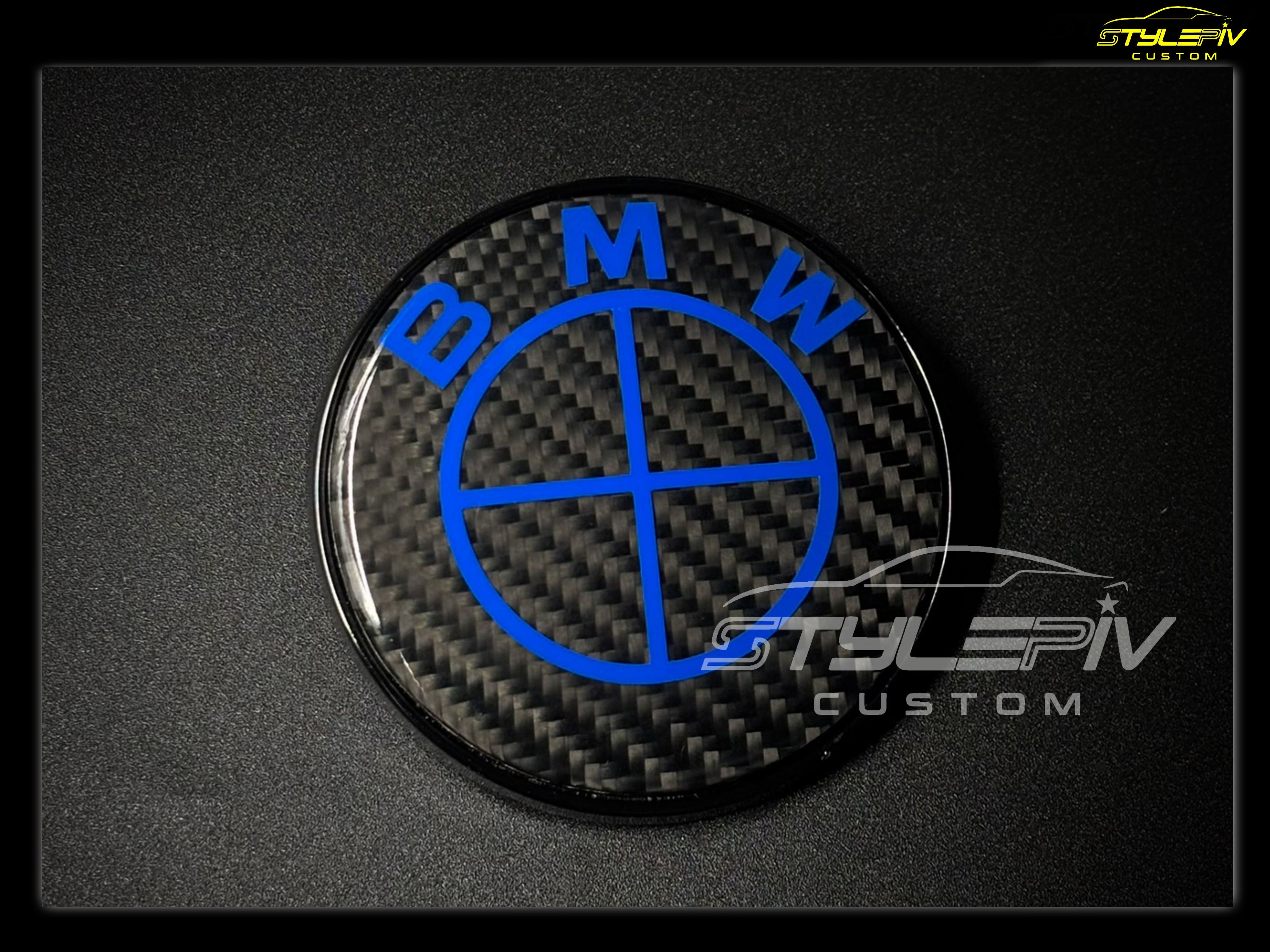 logo personnalisé bleu brillant carbone