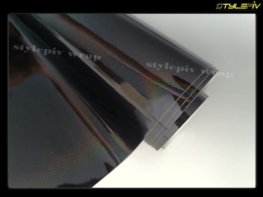 Film covering noir brillant holographique