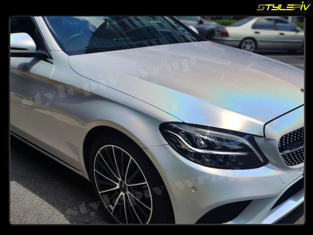 Film covering blanc brillant holographique