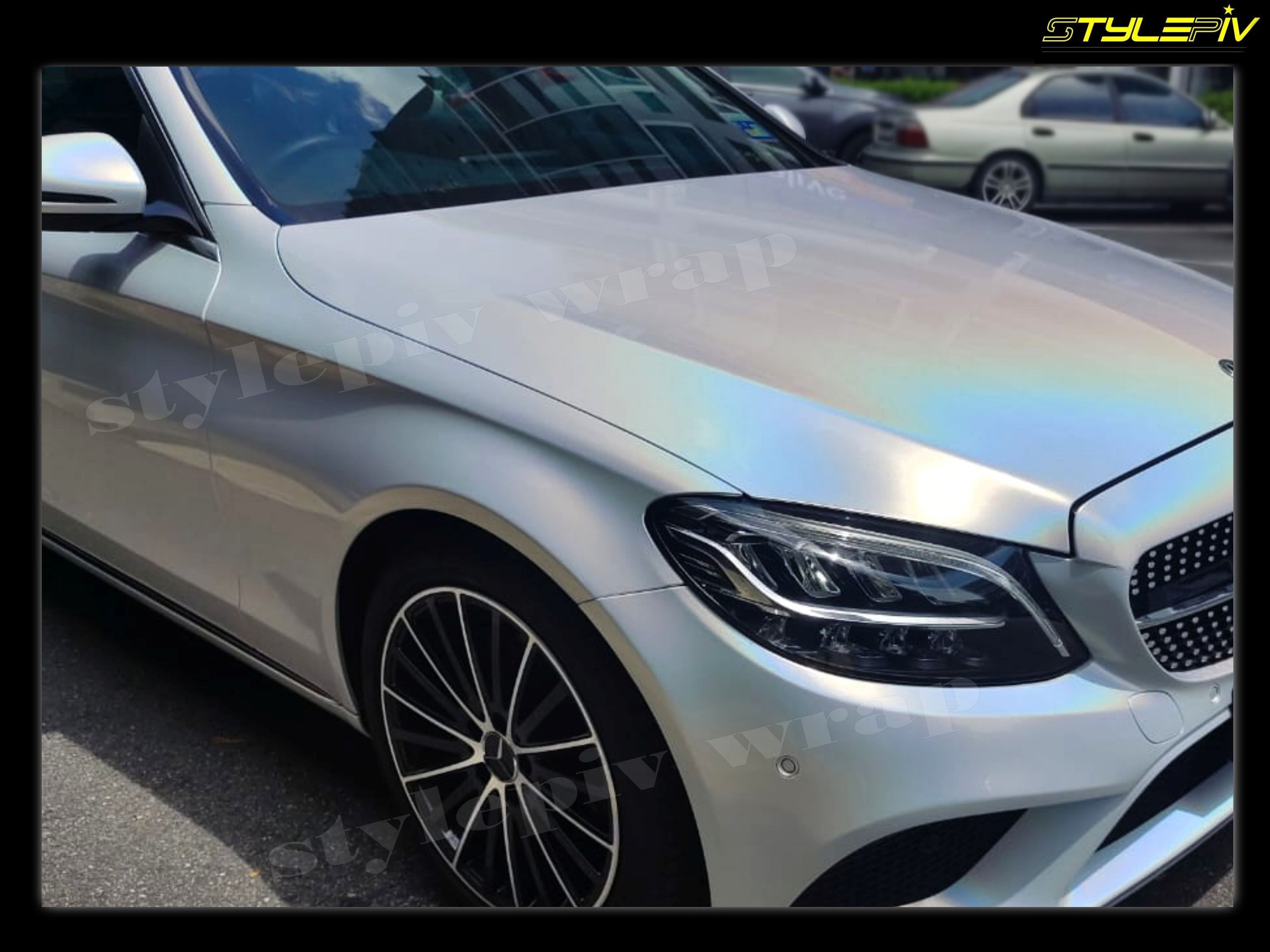 Film covering blanc brillant holographique