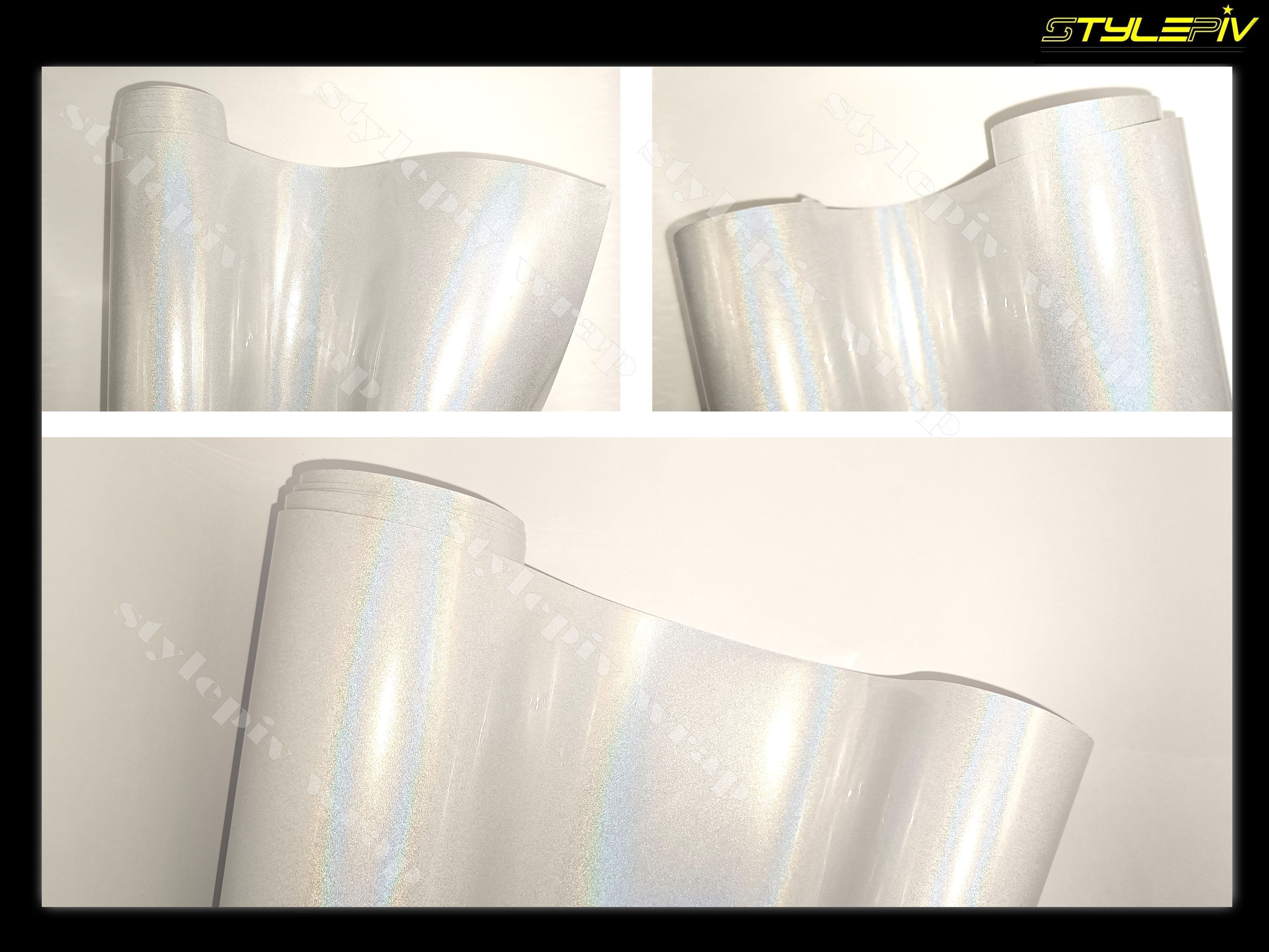 Film covering blanc brillant holographique