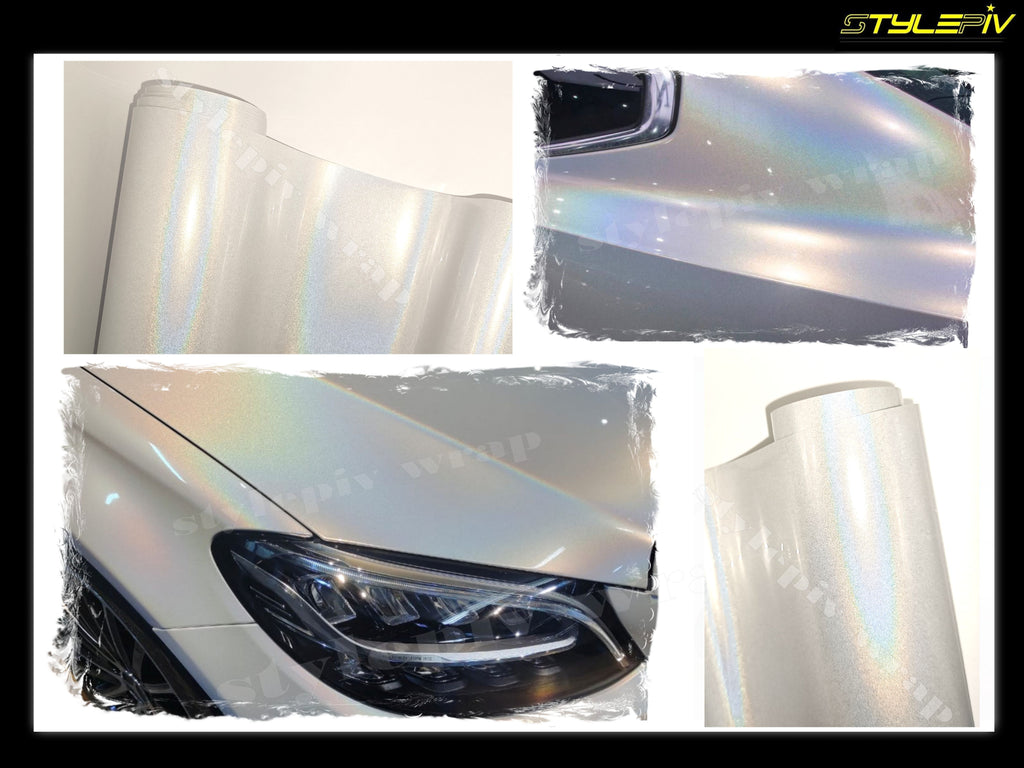 covering adhésif vinyle blanc brillant holographique pour voiture moto