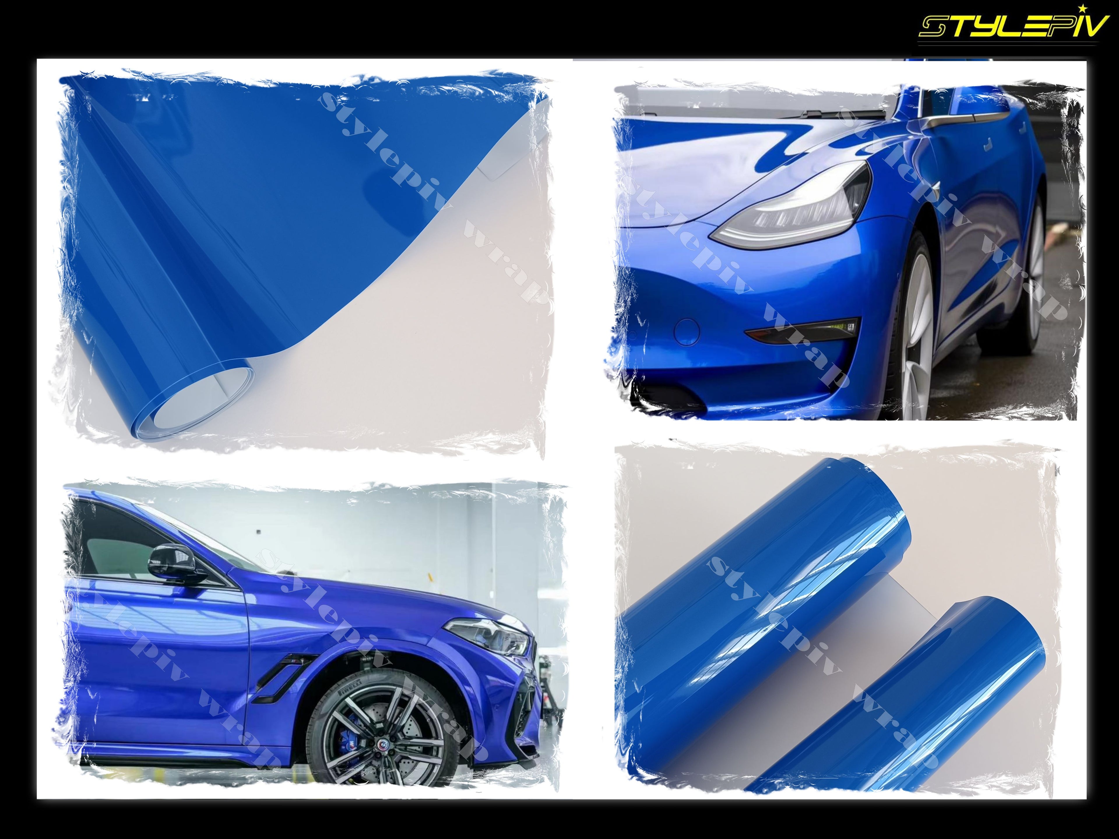 film covering bleu brillant sapphire finition miroir effet peinture voiture