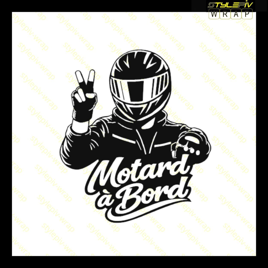 Autocollant Motard à Bord – Sticker Vinyle Pro Pose Facile (Vitre Arrière / Carrosserie)