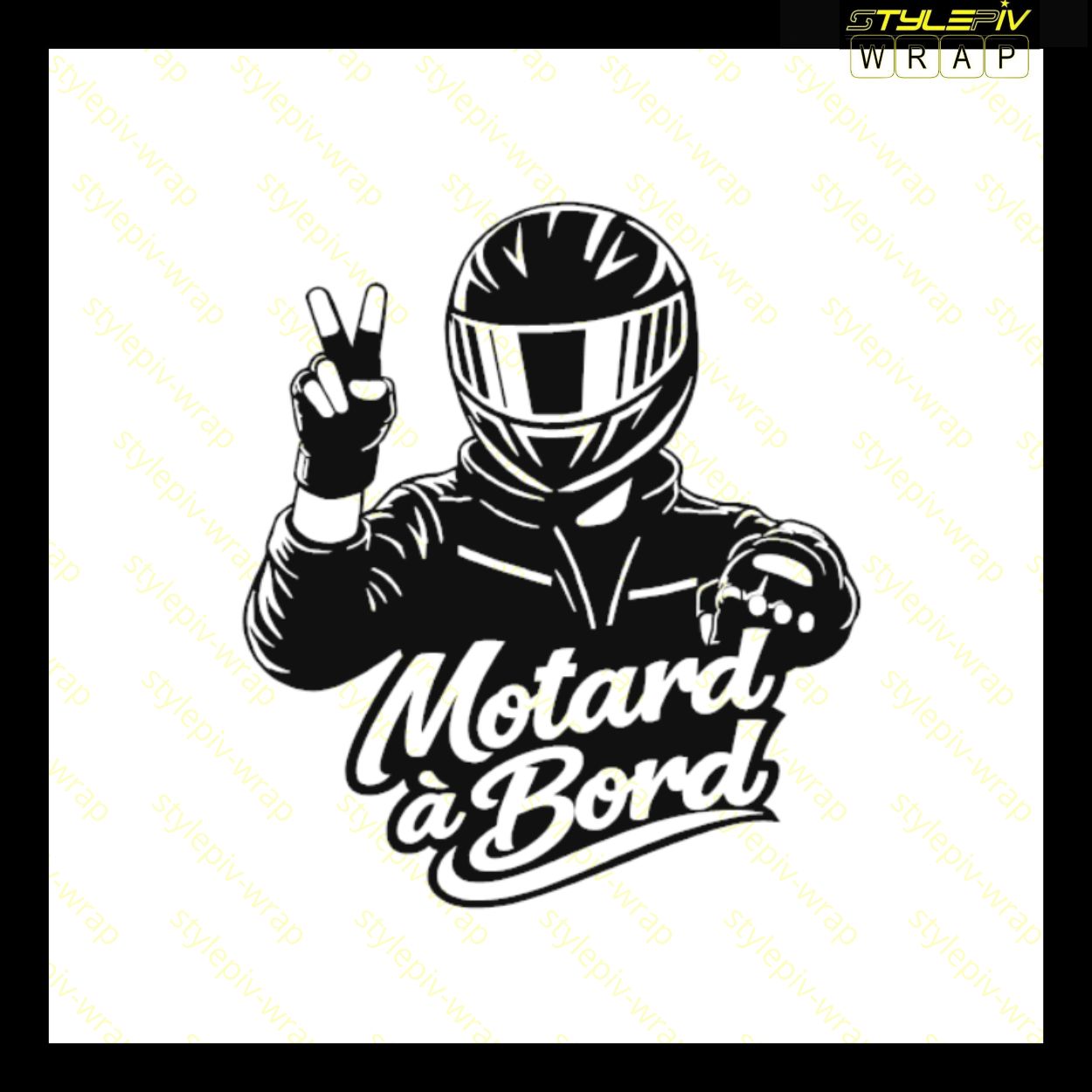 Autocollant Motard à Bord – Sticker Vinyle Pro Pose Facile (Vitre Arrière / Carrosserie)