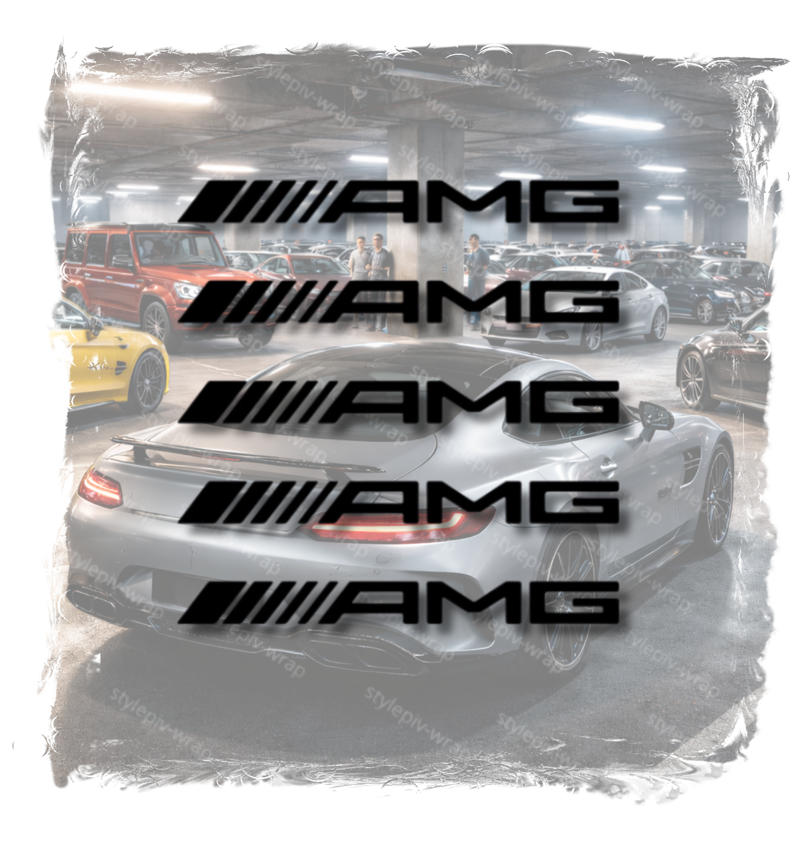 Lot x5 Stickers “AMG” – Vinyle Pro Résistant UV & Lavages (Pose Facile, Sans Fond)