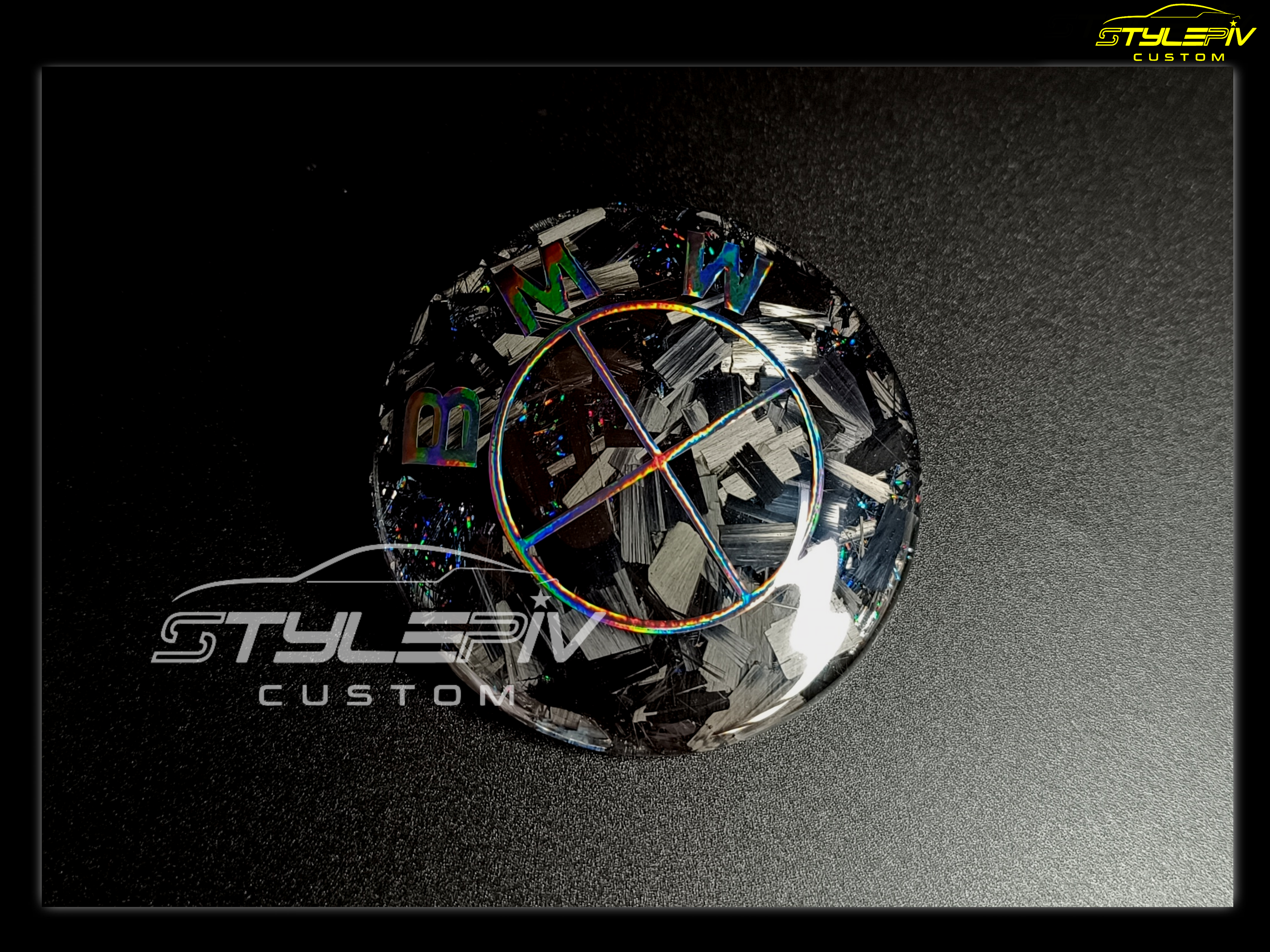 logo personnalisé carbone forgé spectrum noir holographique