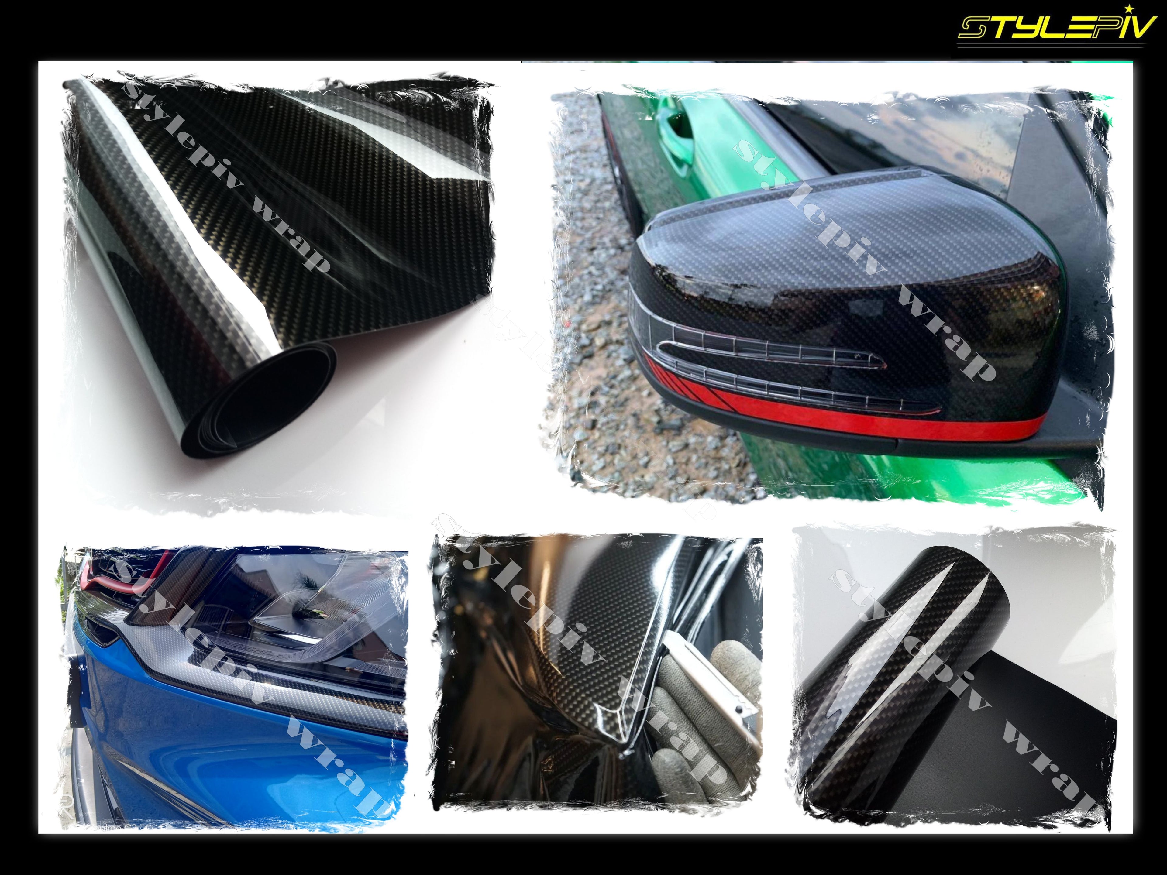 Film covering carbone brillant