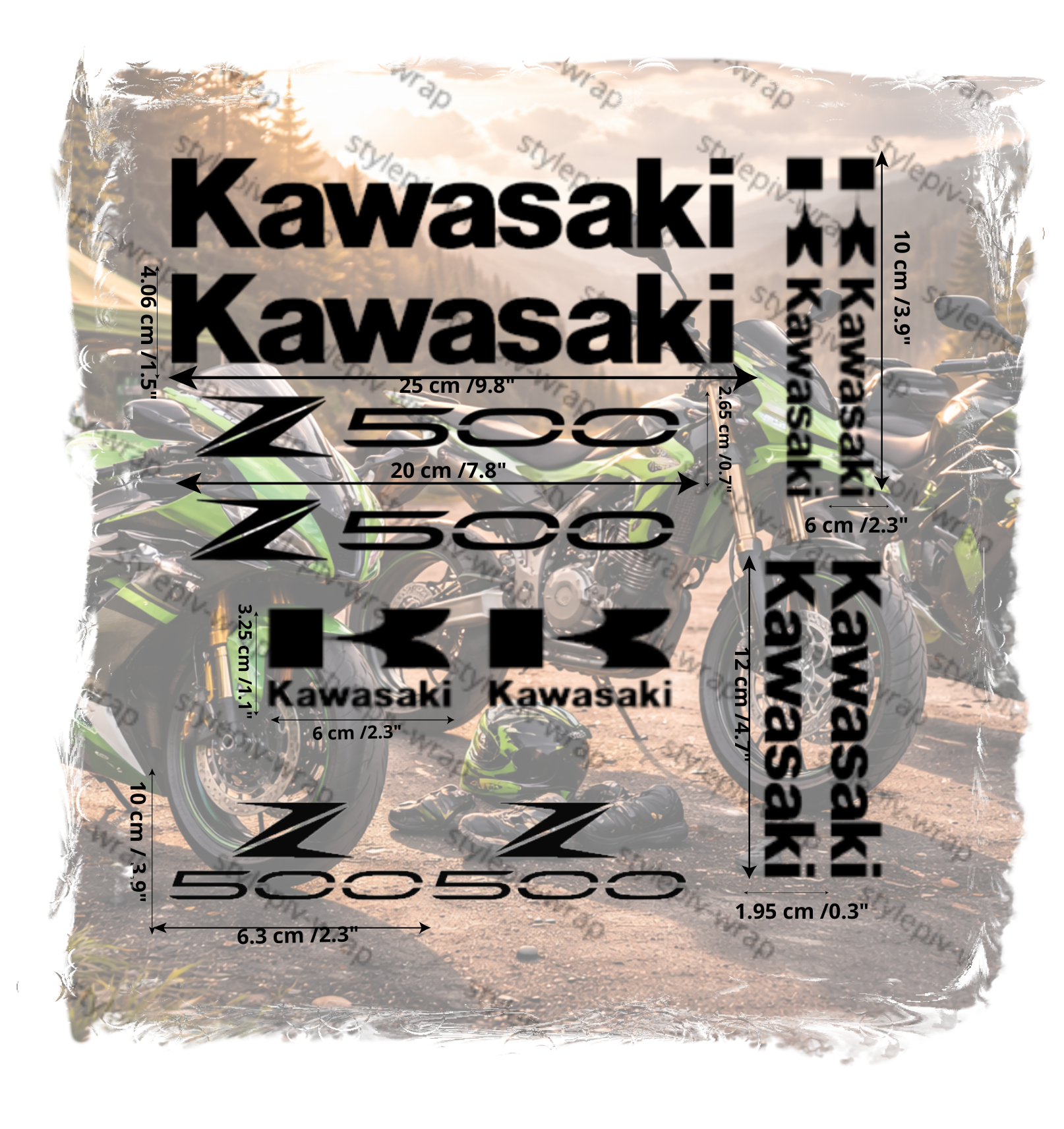 Kit Autocollants Z500 – Pack 12 Stickers Vinyle Premium pour Moto (Carénage & Réservoir)