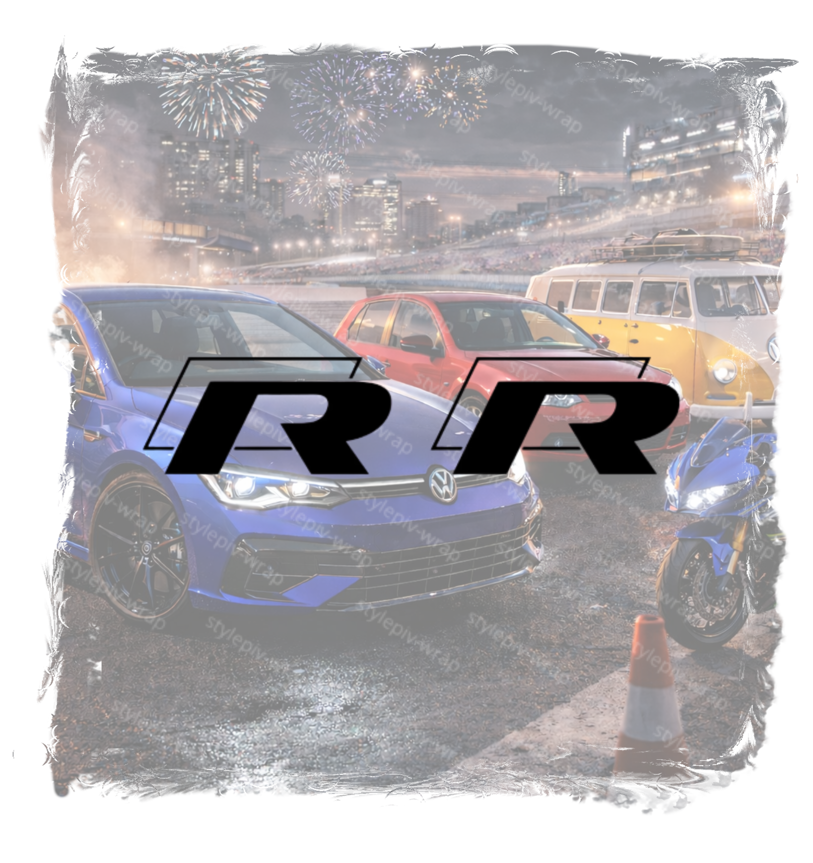 Lot x2 Stickers R – Vinyle Pro Sans Fond pour Voiture (Étriers, Jantes, Rétros) – Golf/Tiguan/Passat