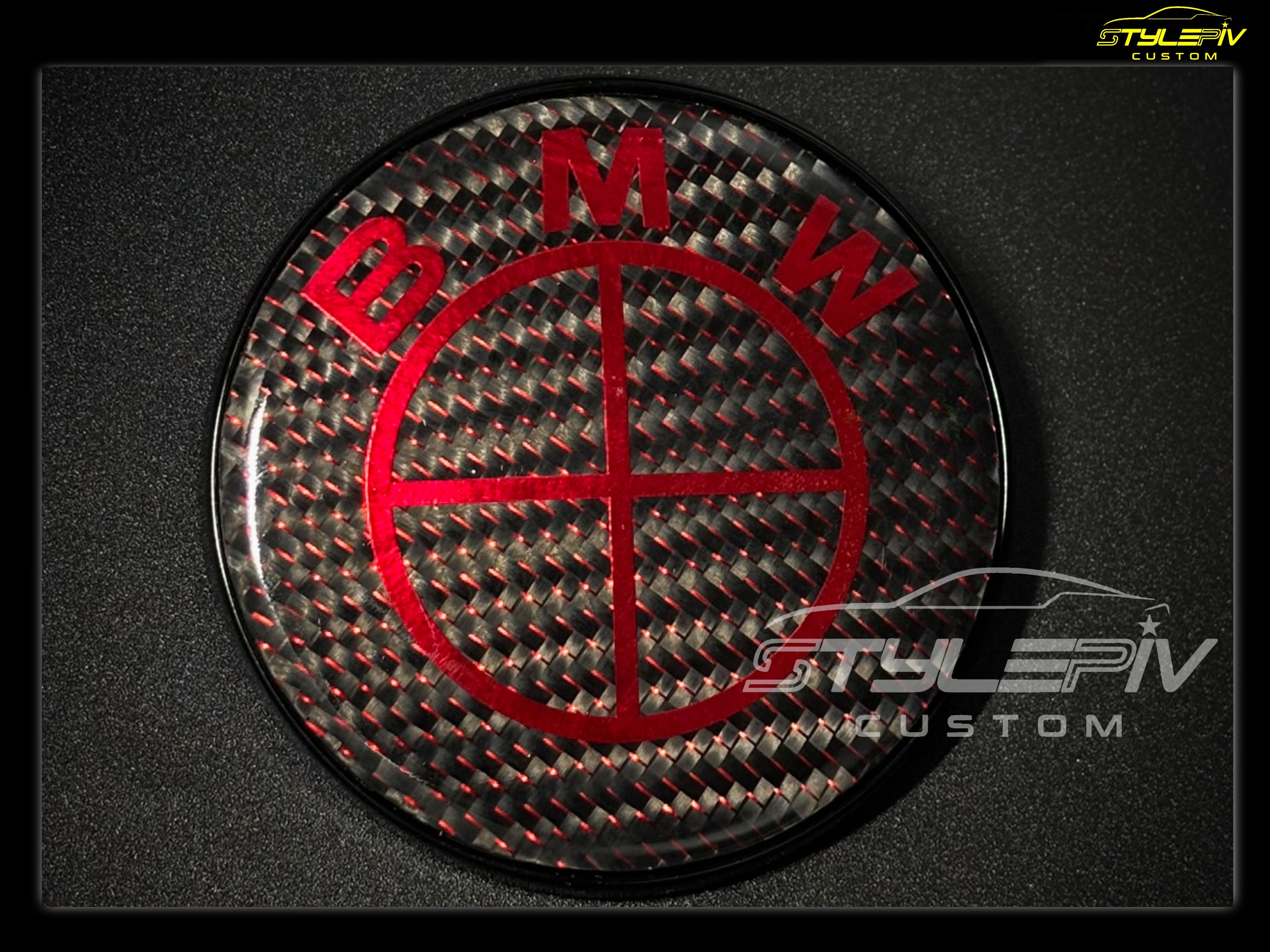 logo personnalisé rouge carbone tissage coloré