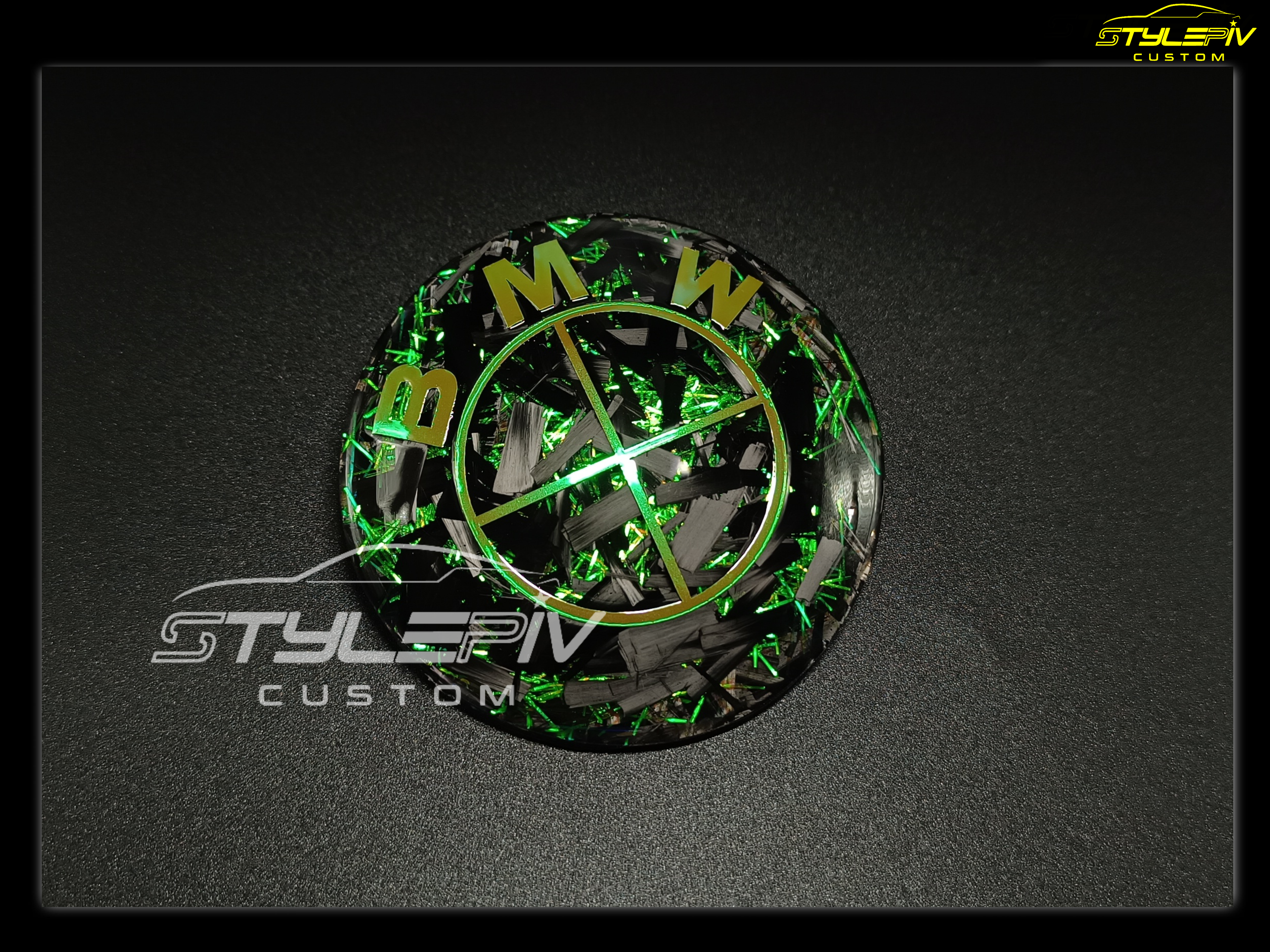 logo personnalisé carbone forgé spectrum caméléon jaune/vert