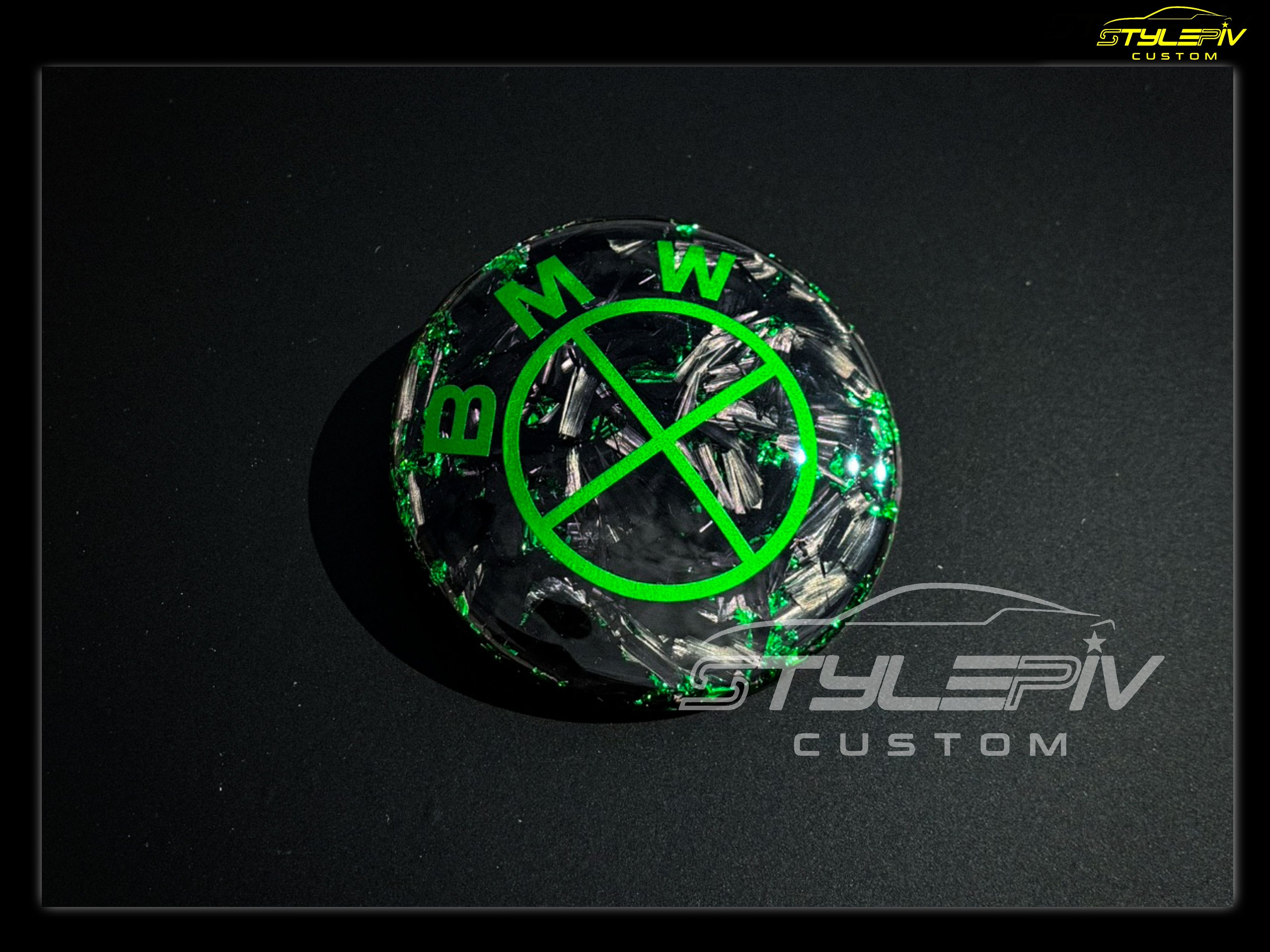 logo personnalisé carbone forgé metal flake vert