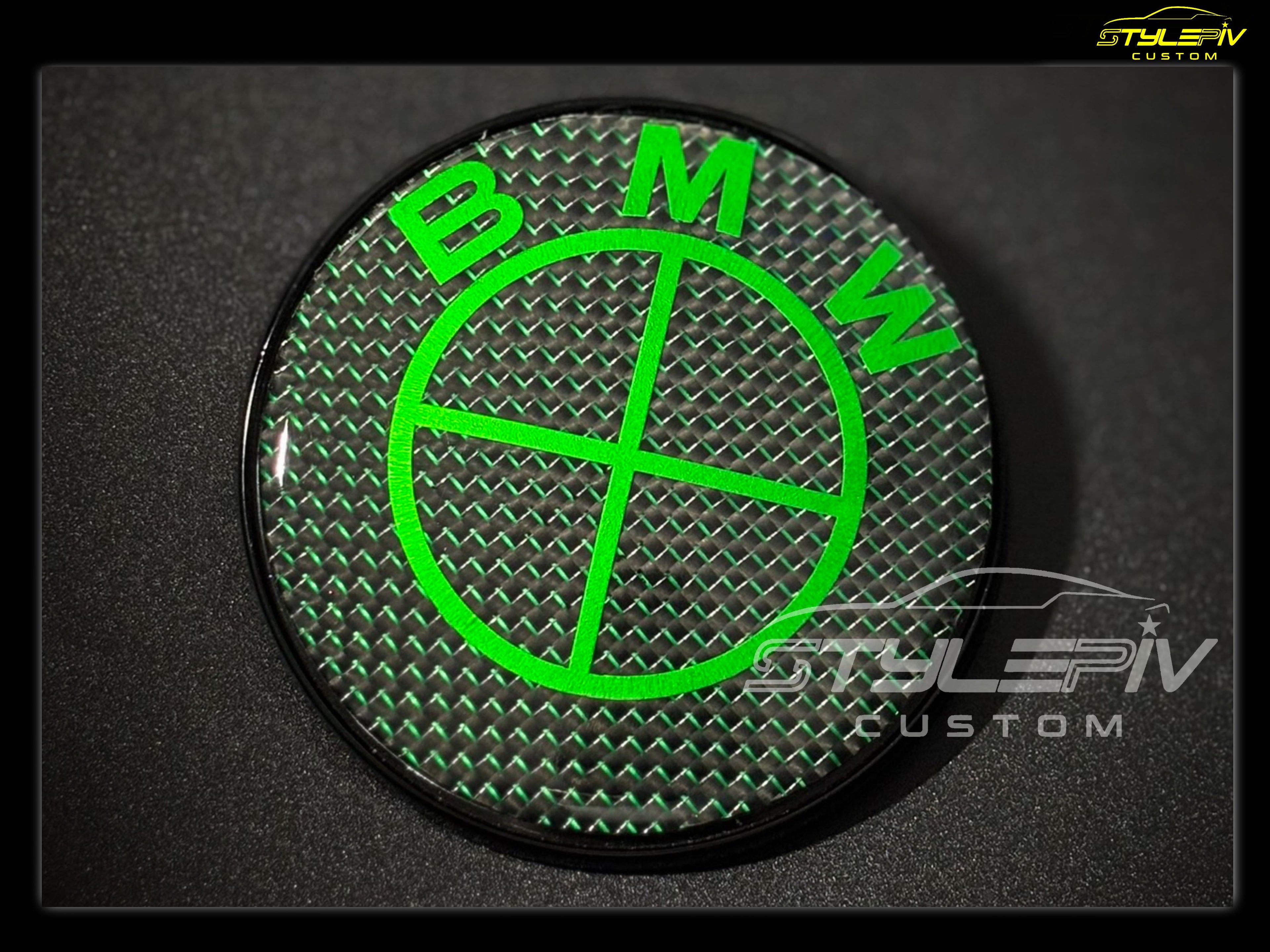 logo personnalisé vert carbone tissage coloré