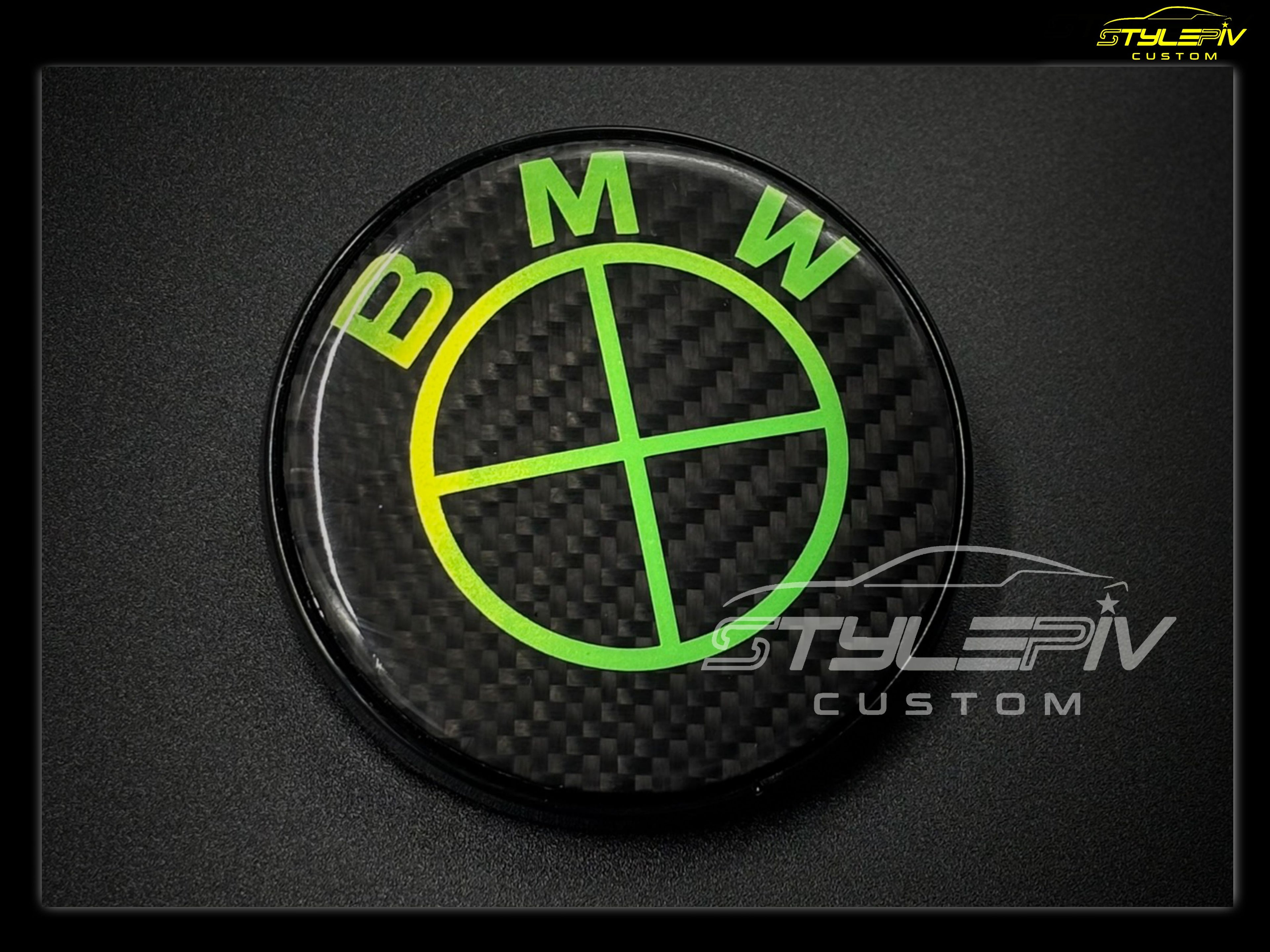 logo personnalisé vert pearl métallisé carbone